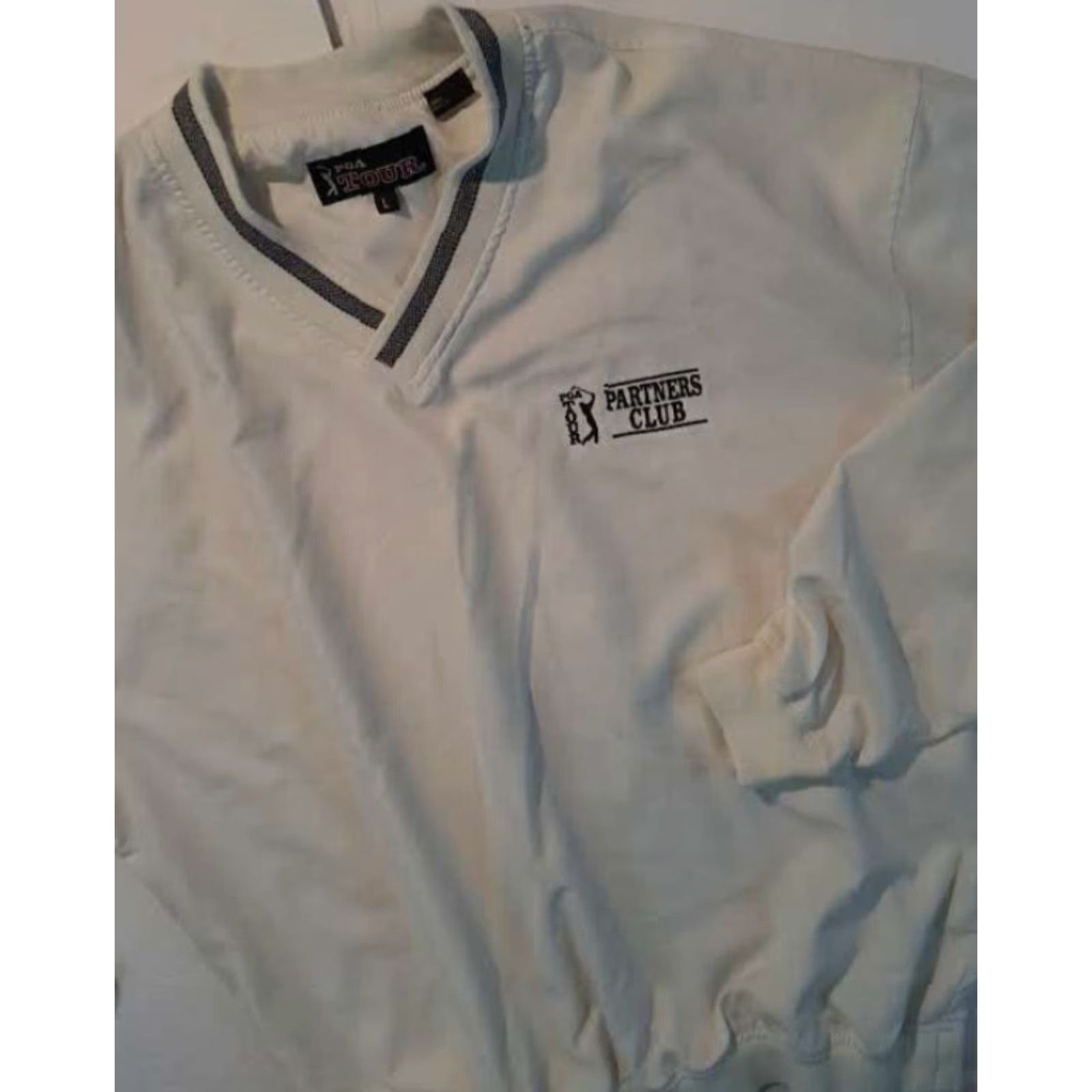 PGA Tour PGA Tour Partners Clup V-Neck Nylon Golf Warm-Up Pullover Small Jacket Windbreaker Golf Mens White Nylon Polyester Lightweight Regular Size US S / EU 44-46 / 1 - 3 Thumbnail