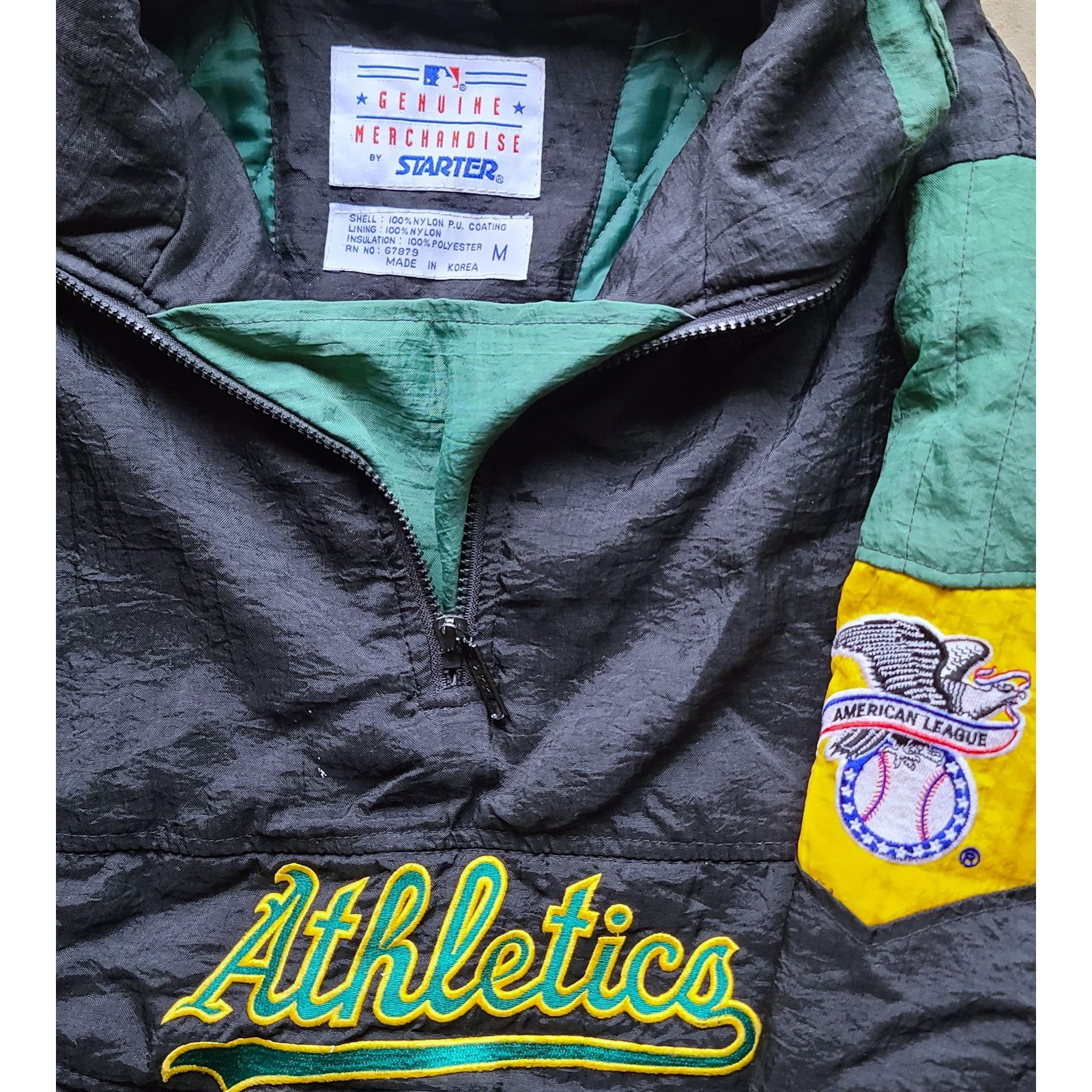 MLB × Starter Oakland A's 90s STARTER puffer 1/2 pullover L blk MLB vtg Size US L / EU 52-54 / 3 - 3 Thumbnail
