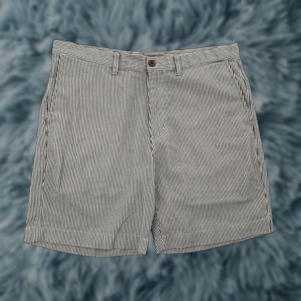 Patagonia Patagonia Shorts Adult 34 Gray Striped Chino Pockets Casual Belt Loops Logo Mens Polyester Organic Cotton Size US 34 / EU 50 - 1 Thumbnail