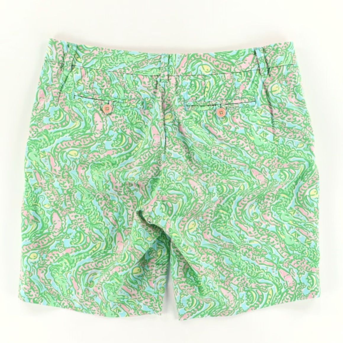 Lilly Pulitzer Lilly Pulitzer Avenue Cotton Twill Chino Shorts Green All Over Print Women's 6 Size 28" / US 6 / IT 42 - 4 Thumbnail
