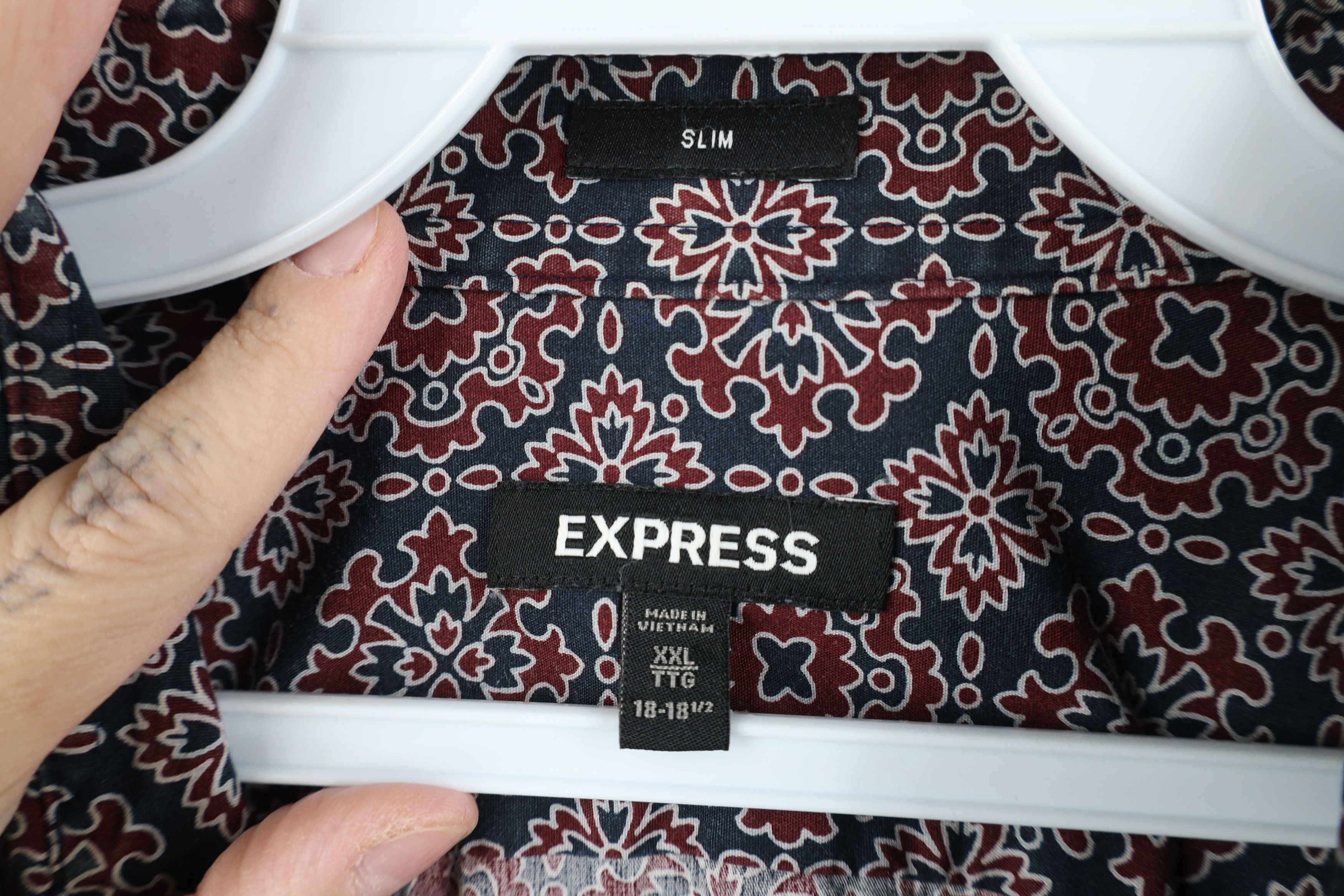 Express Express Slim Geometric Tapestry Collared Button Shirt Cotton Size US XXL / EU 58 / 5 - 5 Thumbnail