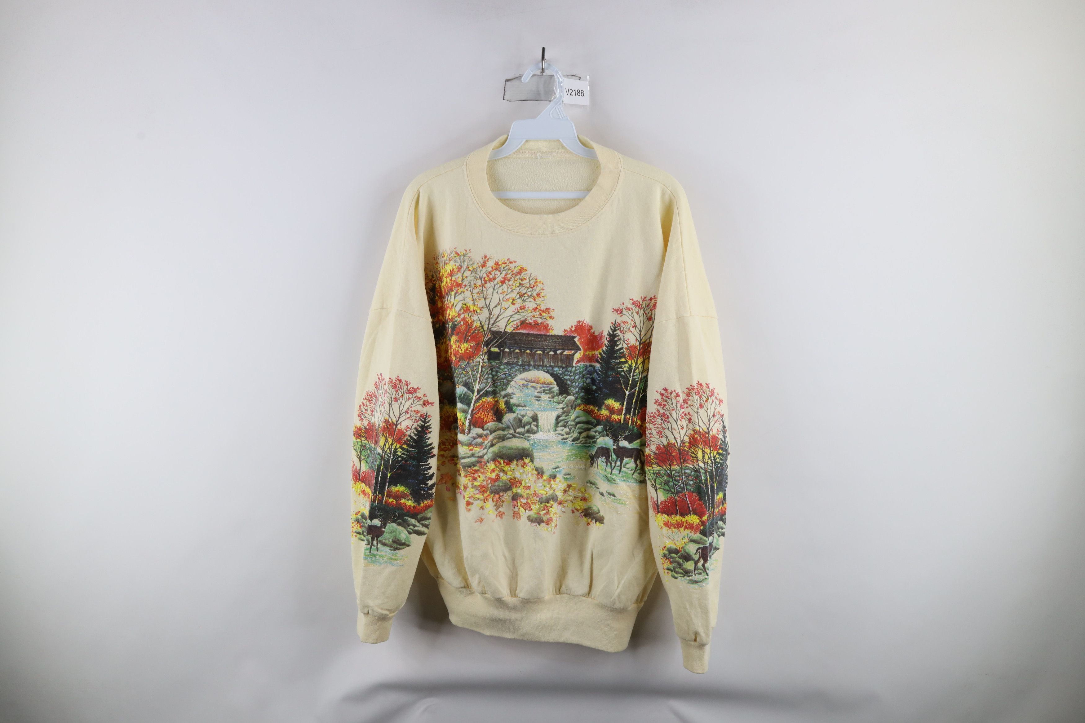 Vintage Vintage 90s Streetwear Print Nature Fall Deer Sweatshirt Size XXL / US 16-18 / IT 52-54 - 1 Thumbnail