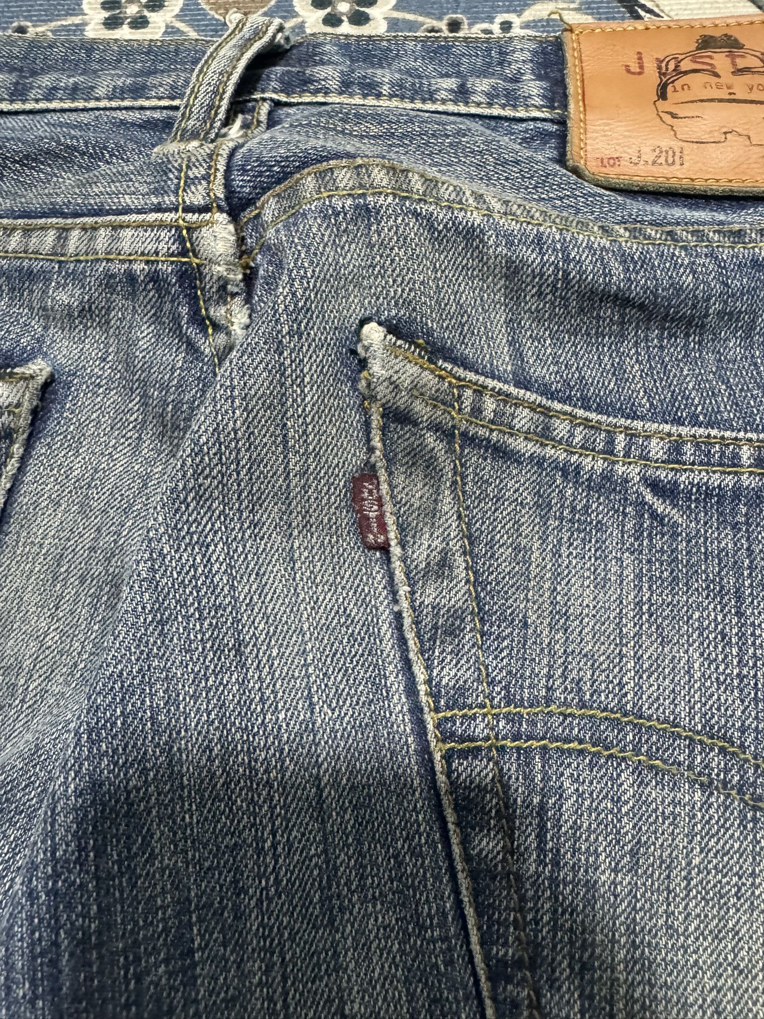Japanese Brand × Justin Vintage Justin USA Selvadge Jeans Distress Ripped Jeans Size US 29 - 11 Thumbnail