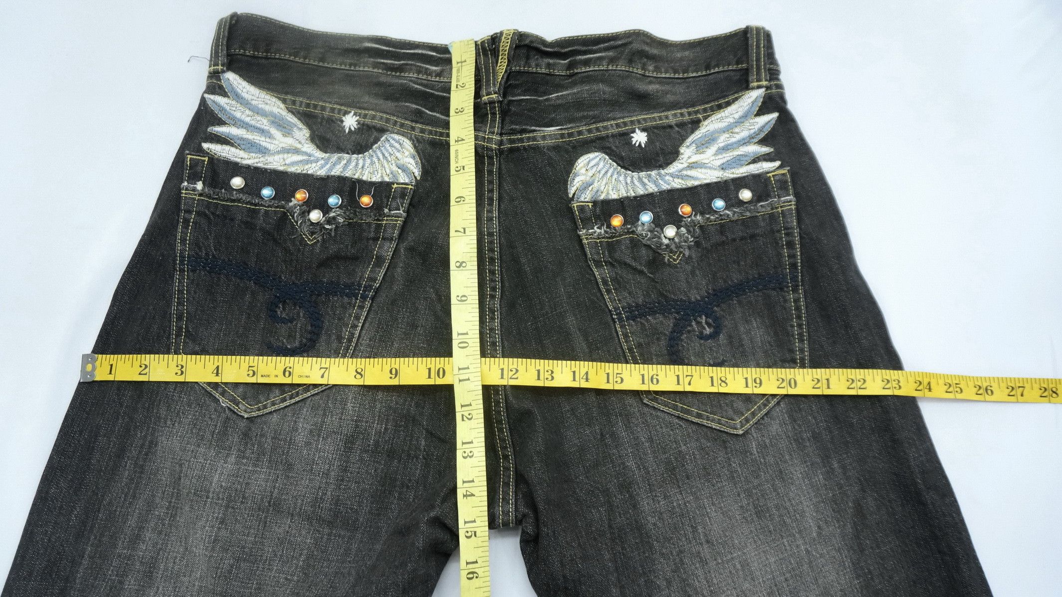 Japanese Brand 🔴 Vtg Japanese Brand Embroidery Wings Distressed Jeans Size US 36 / EU 52 - 15 Thumbnail