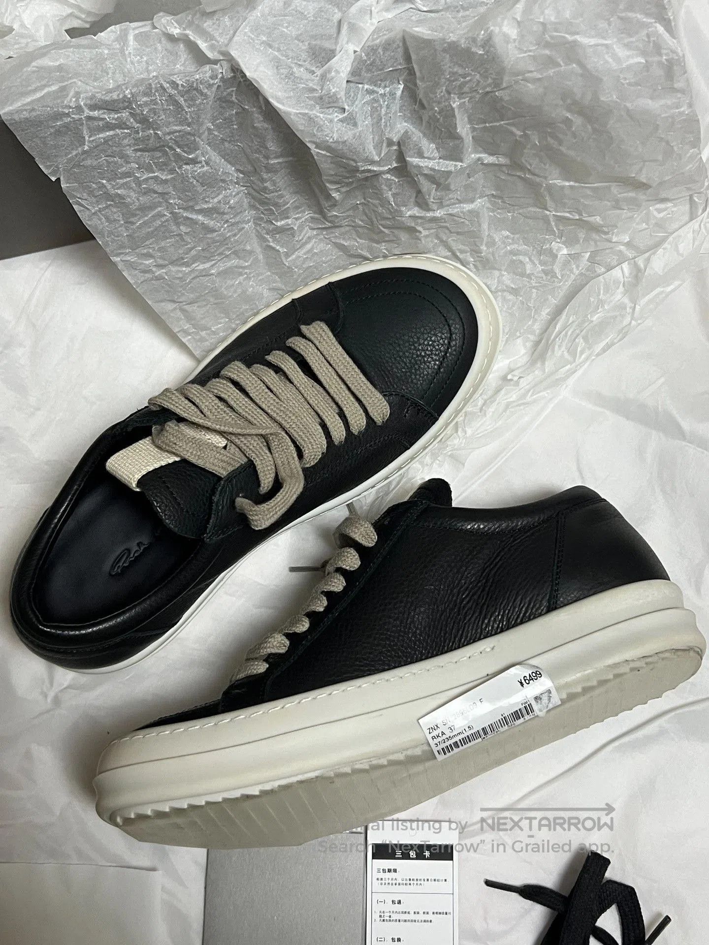 Rick Owens Rick Owens Main Line Black Leather Low. Size US 6 / IT 36 - 2 Thumbnail