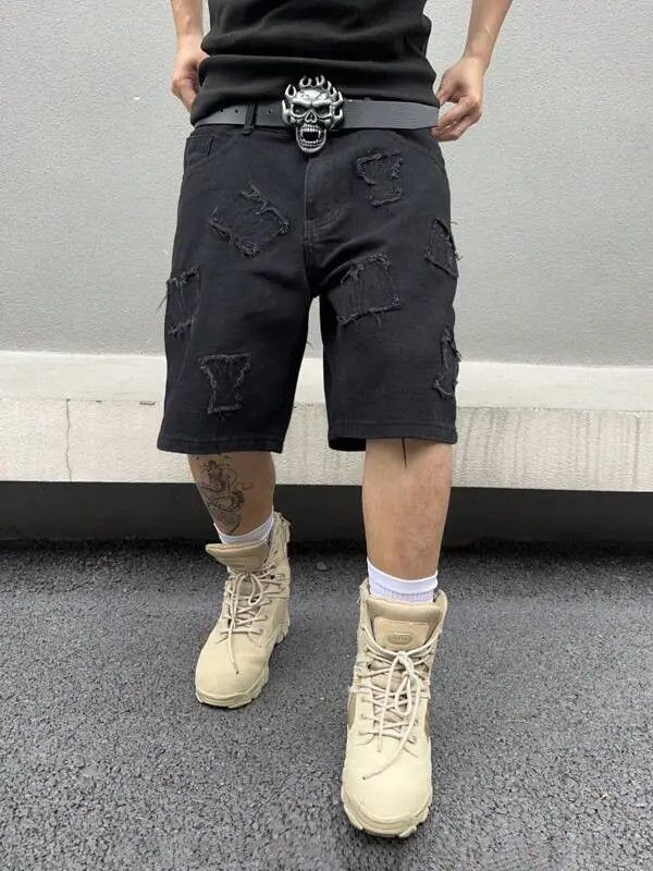 Japanese Brand Harada x Mari Distressed Y2k Shorts Jorts Denim Size US 32 / EU 48 - 5 Thumbnail