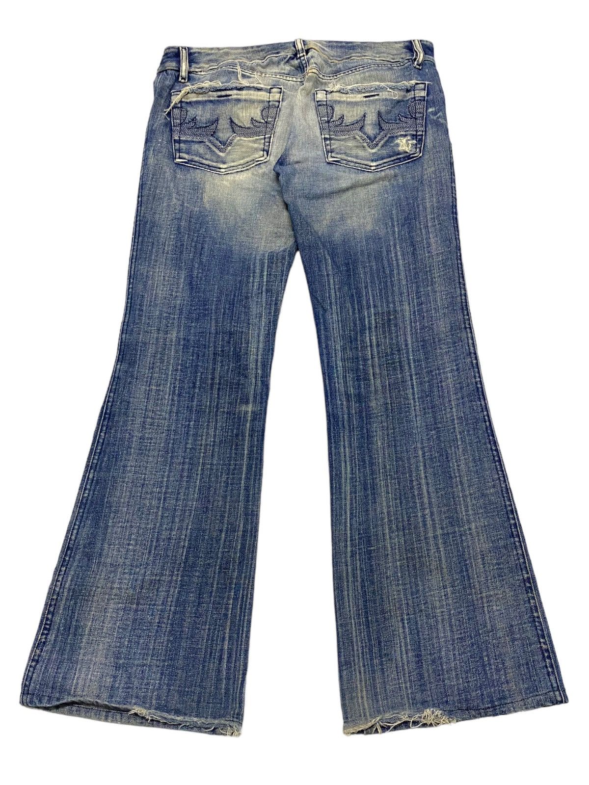 14th Addiction × If Six Was Nine × Le Grande Bleu (L.G.B.) Flare Diesel Low Rise Mud Washed Light Whisker Distressed Size US 30 / EU 46 - 9 Thumbnail