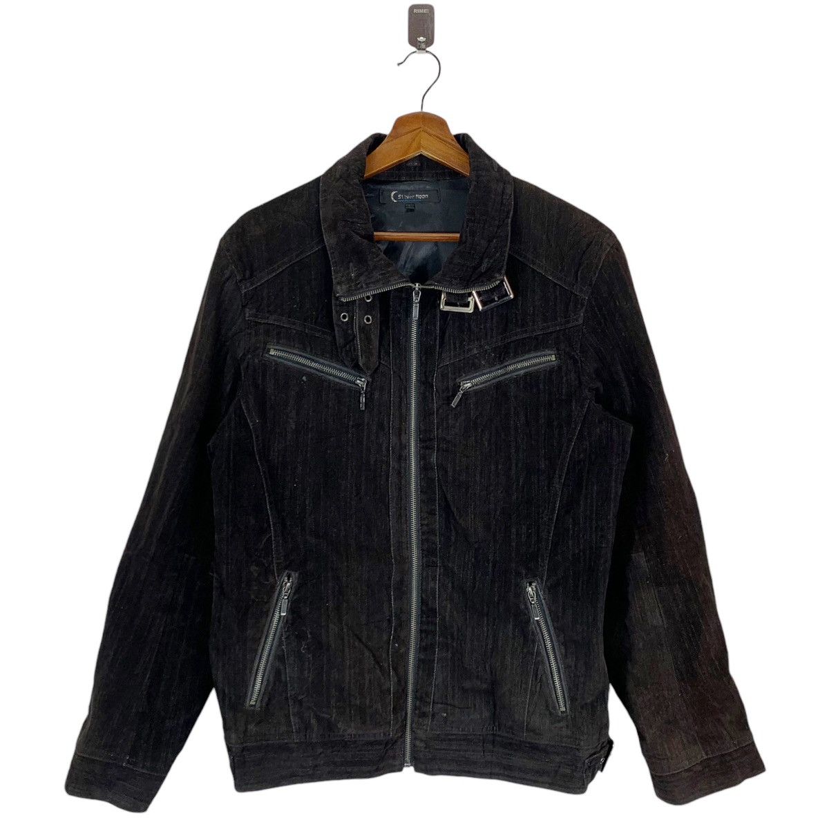 In The Attic VINTAGE SILVER MOON DISTRESSED DENIM BIKERS JACKET Size US L / EU 52-54 / 3 - 1 Thumbnail