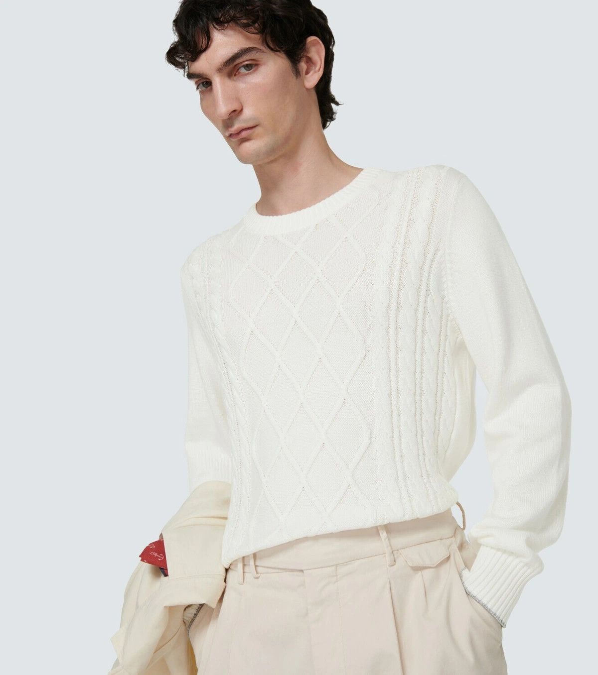 Brunello Cucinelli o1y0526 Crewneck Sweater in White Size US L / EU 52-54 / 3 - 2 Thumbnail