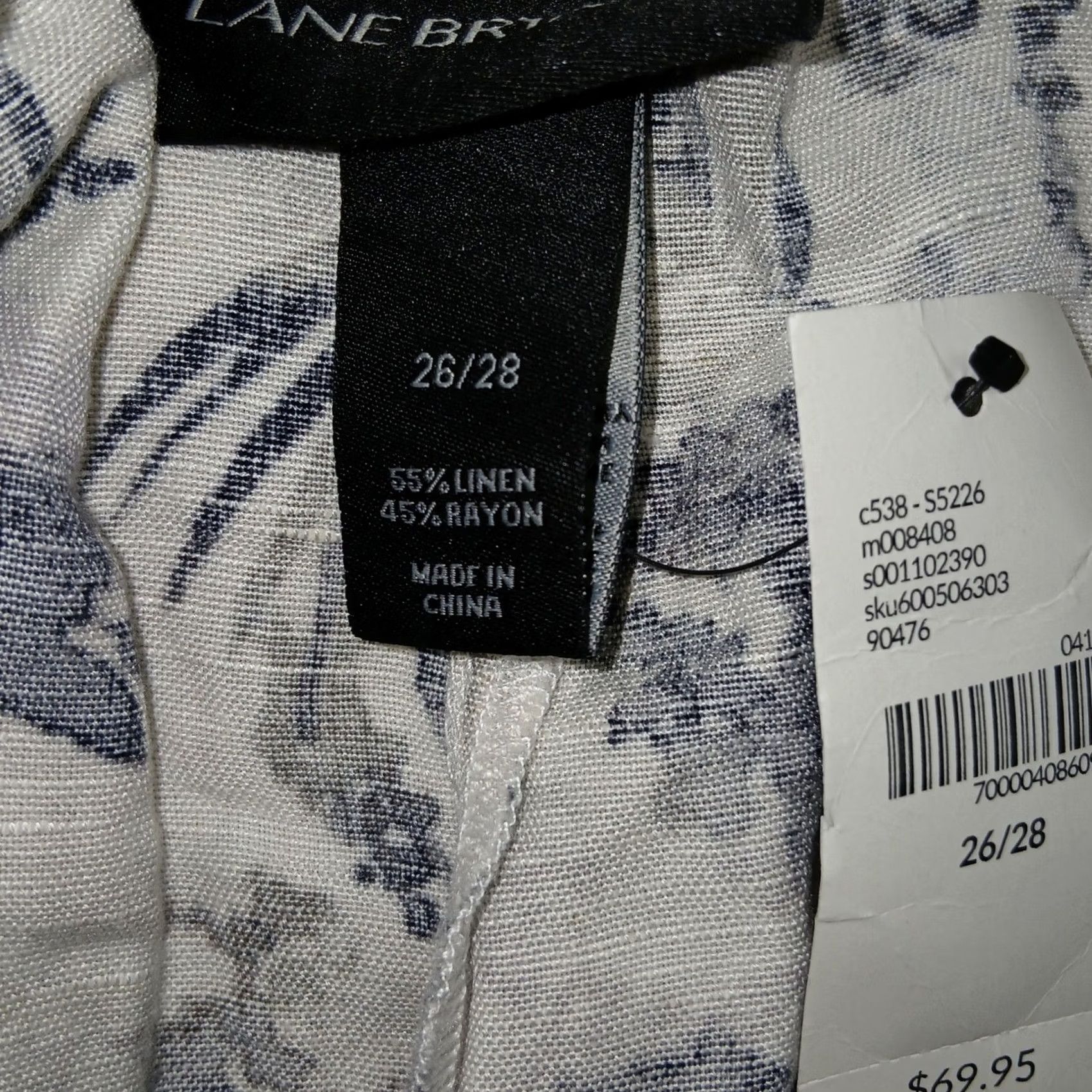 Vintage Lane Bryant Wide Leg Pants Women 26/28 Linen Rayon Floral Print NWT Size 26" / US 2 / IT 38 - 6 Thumbnail