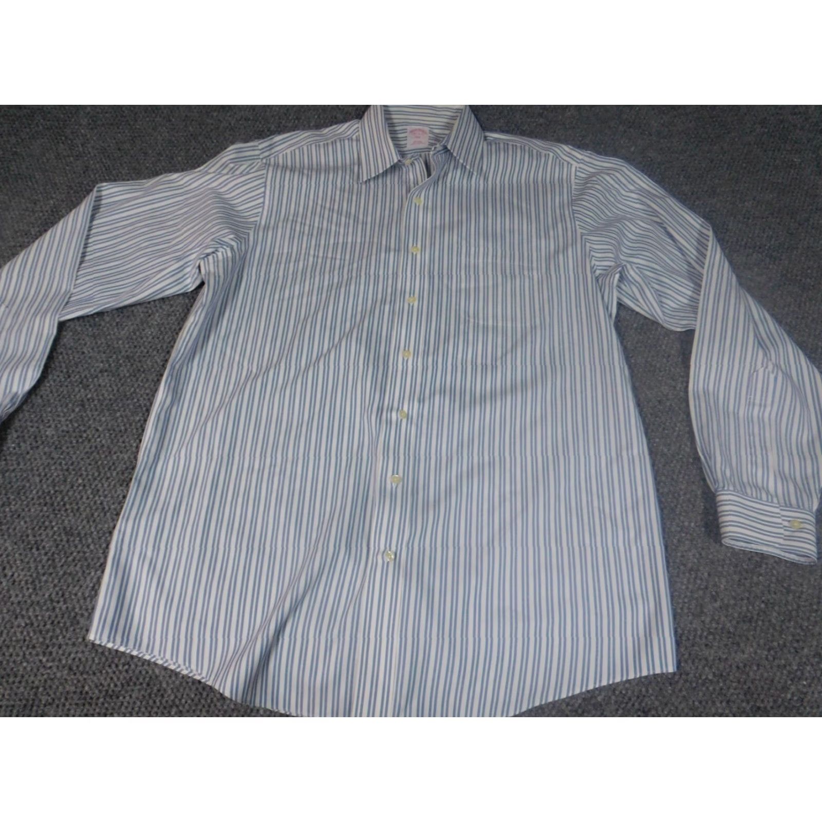 Brooks Brothers Brooks Brothers Mens Shirt 16.5 Blue Striped Button Up Classic Casual Dress Shirt Regular Long Sleeve Mens Size US XL / EU 56 / 4 - 2 Thumbnail