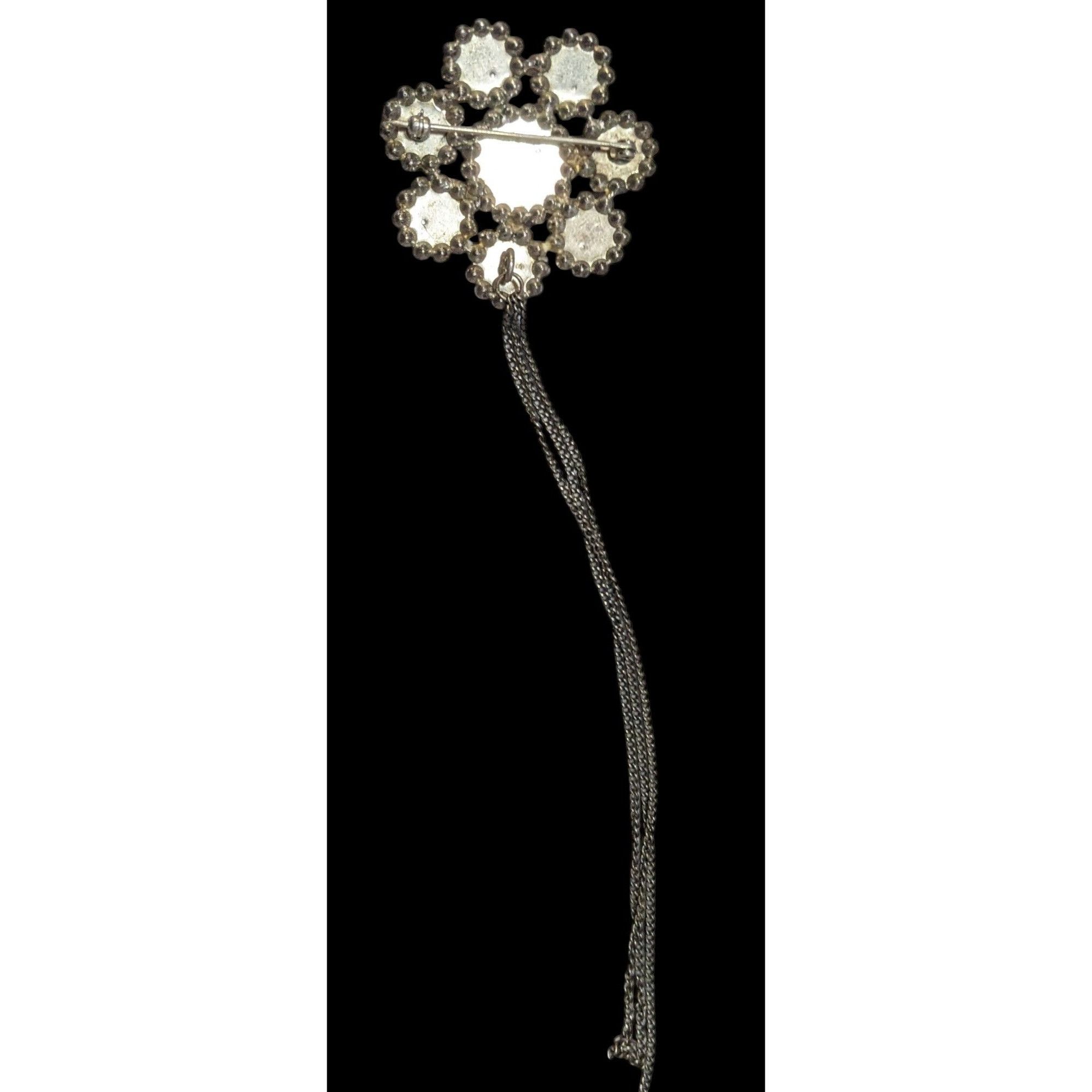 Other Vintage Brutalist Floral Rhinestone Chain Brooch Size ONE SIZE - 3 Thumbnail