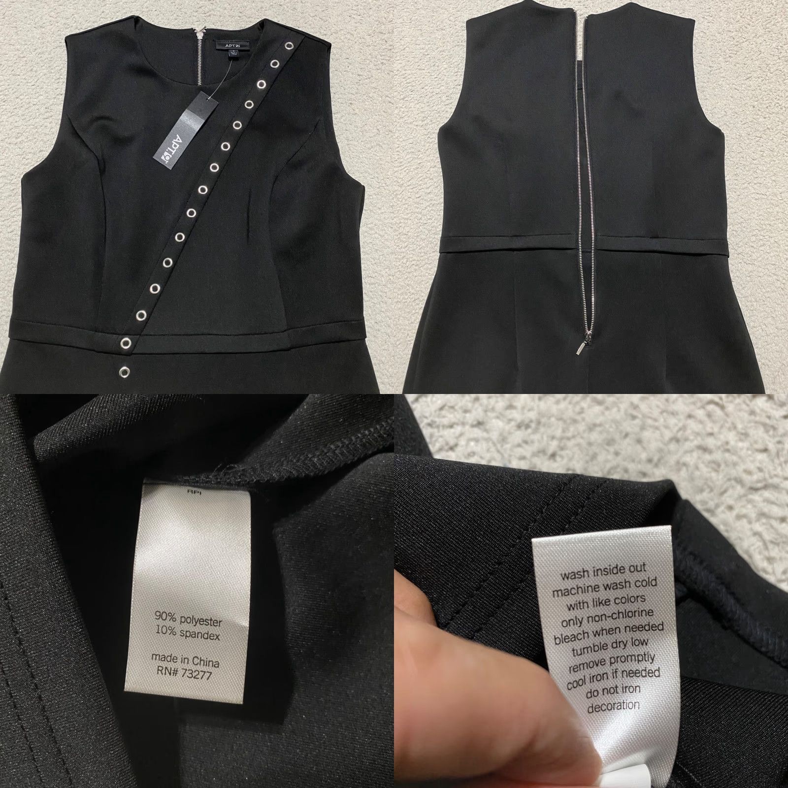 Apt. 9 Apt. 9 Dress Womens 6 Black Bodycon Sheath Sleeveless Round Neck Zip NWT Vintage No Size M / US 6-8 / IT 42-44 - 8 Thumbnail