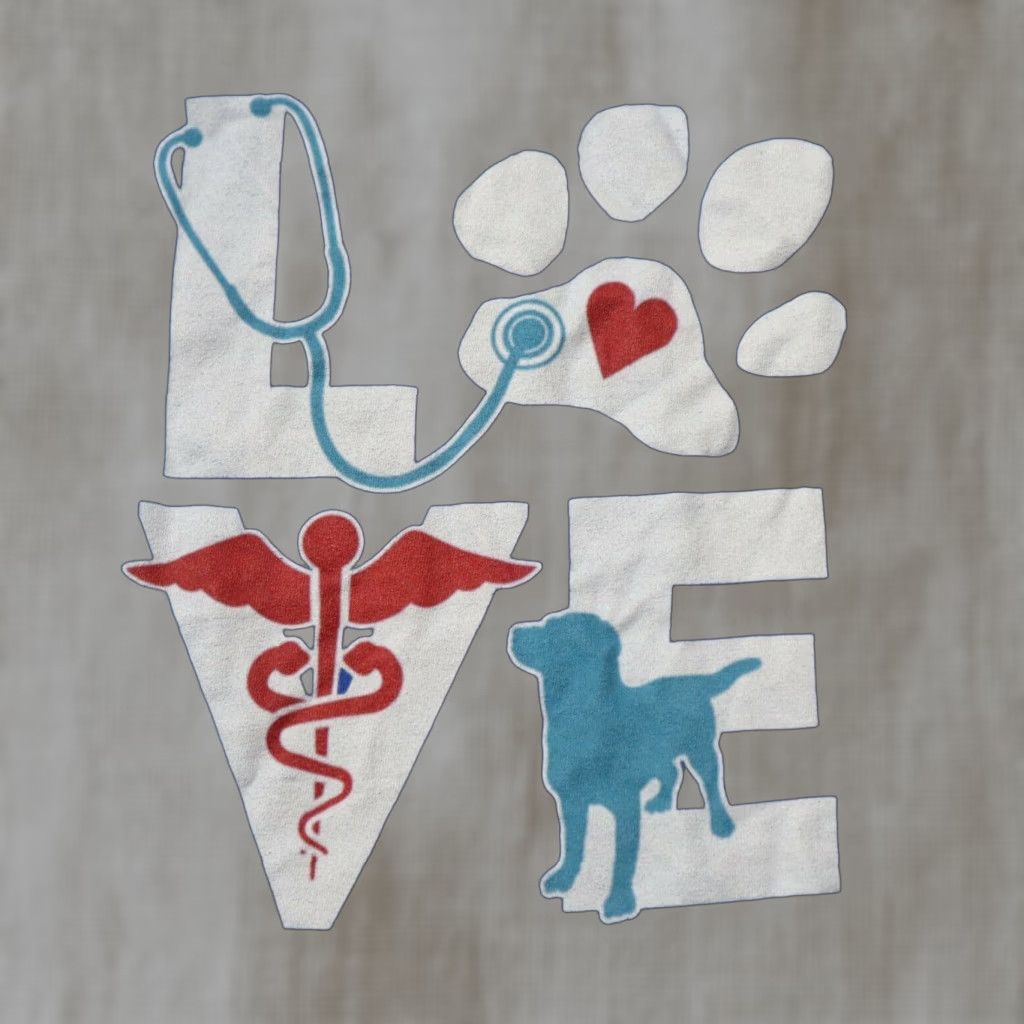 Gildan Love Vet Tee T-Shirt Blue Dog Cat Animals Veterinarian Women's Size M Medium Size M / US 6-8 / IT 42-44 - 1 Thumbnail