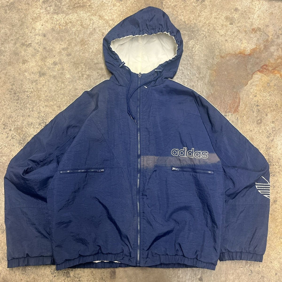 Adidas Vintage Adidas Windbreaker Jacket Mens Large Navy Puffer Size US L / EU 52-54 / 3 - 1 Thumbnail