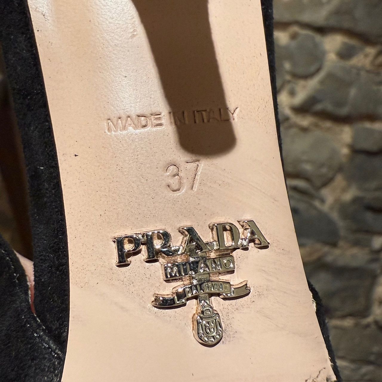 Prada Prada Black Suede Crystal Embellished Slingback Pumps Size US 7 / IT 37 - 8 Thumbnail
