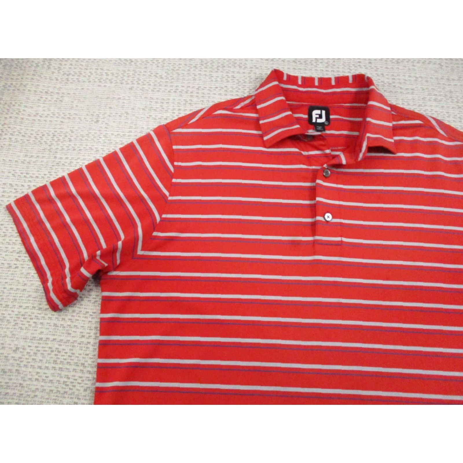 Footjoy FootJoy Polo Shirt Mens Large Red White Blue Stripe Performance Golf FJ Stretch Shirt Size US L / EU 52-54 / 3 - 3 Thumbnail