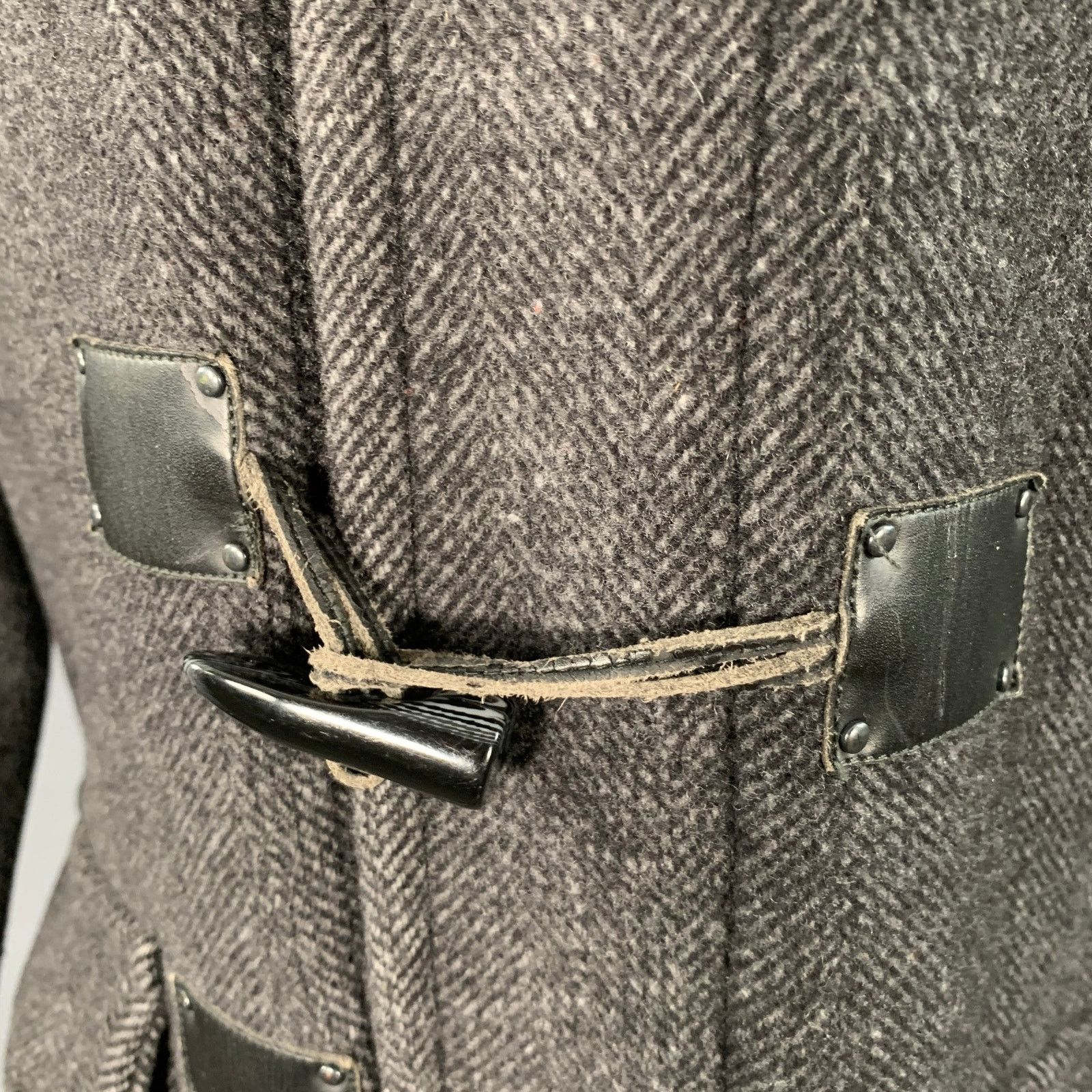 Calvin Klein Size S Black Charcoal Herringbone Toggle Closure Coat Size US S / EU 44-46 / 1 - 7 Thumbnail