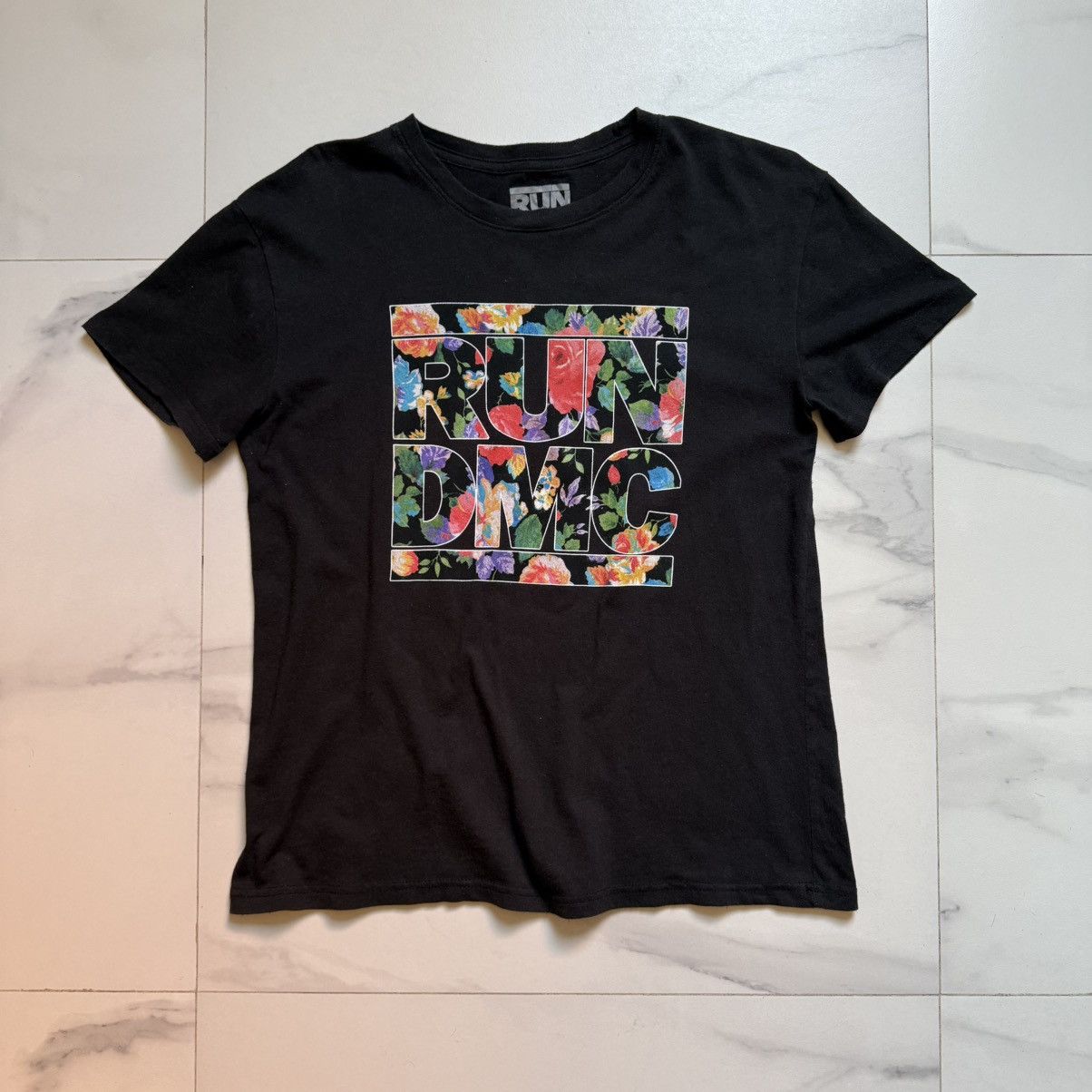RUN DMC × Rap Tees RUN DMC Floral Logo T-Shirt Size M / US 6-8 / IT 42-44 - 2 Thumbnail