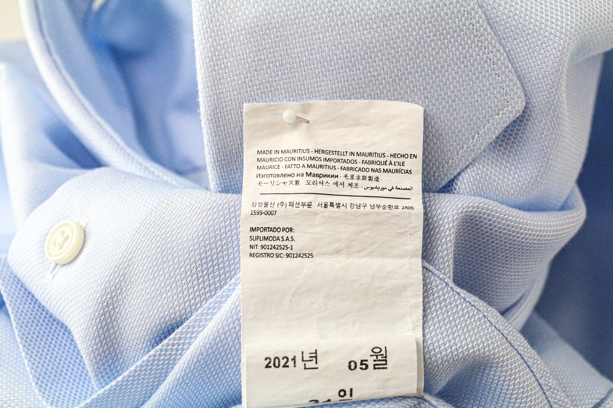 Suitsupply 40L/15 3/4L Slim Blue Cotton Cutaway Twill Shirt 78293 Size 40R - 7 Thumbnail