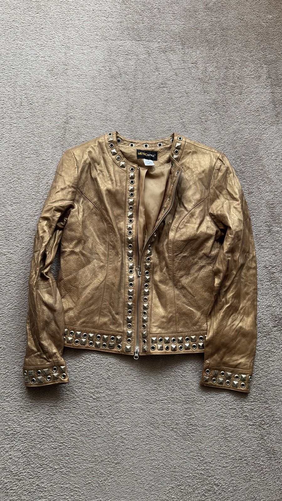 Vintage Grunge Punk Indian Rock Metal Leather Jacket Etro Valentino Size S / US 4 / IT 40 - 1 Thumbnail
