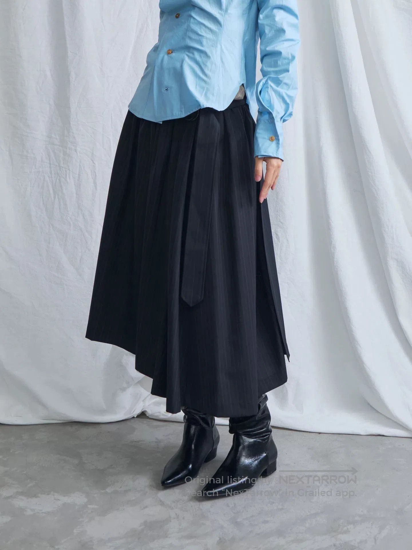 Junya Watanabe navy wool belt dress by junya watanabe. Size M / US 6-8 / IT 42-44 - 3 Thumbnail