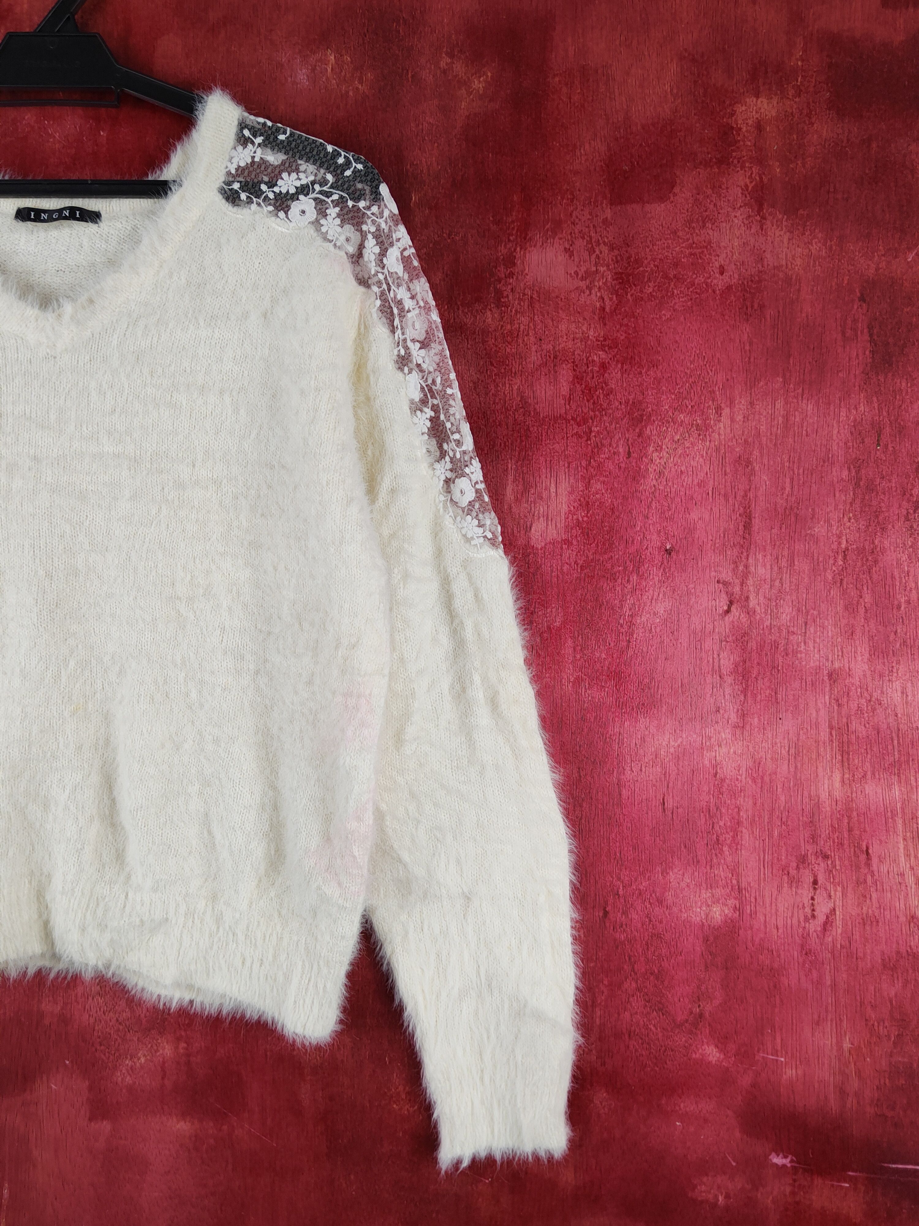 Japanese Brand × Vintage Ingni Ivory Shag Shaggy Fur Mohair Knitwear #S1925 Size M / US 6-8 / IT 42-44 - 5 Thumbnail