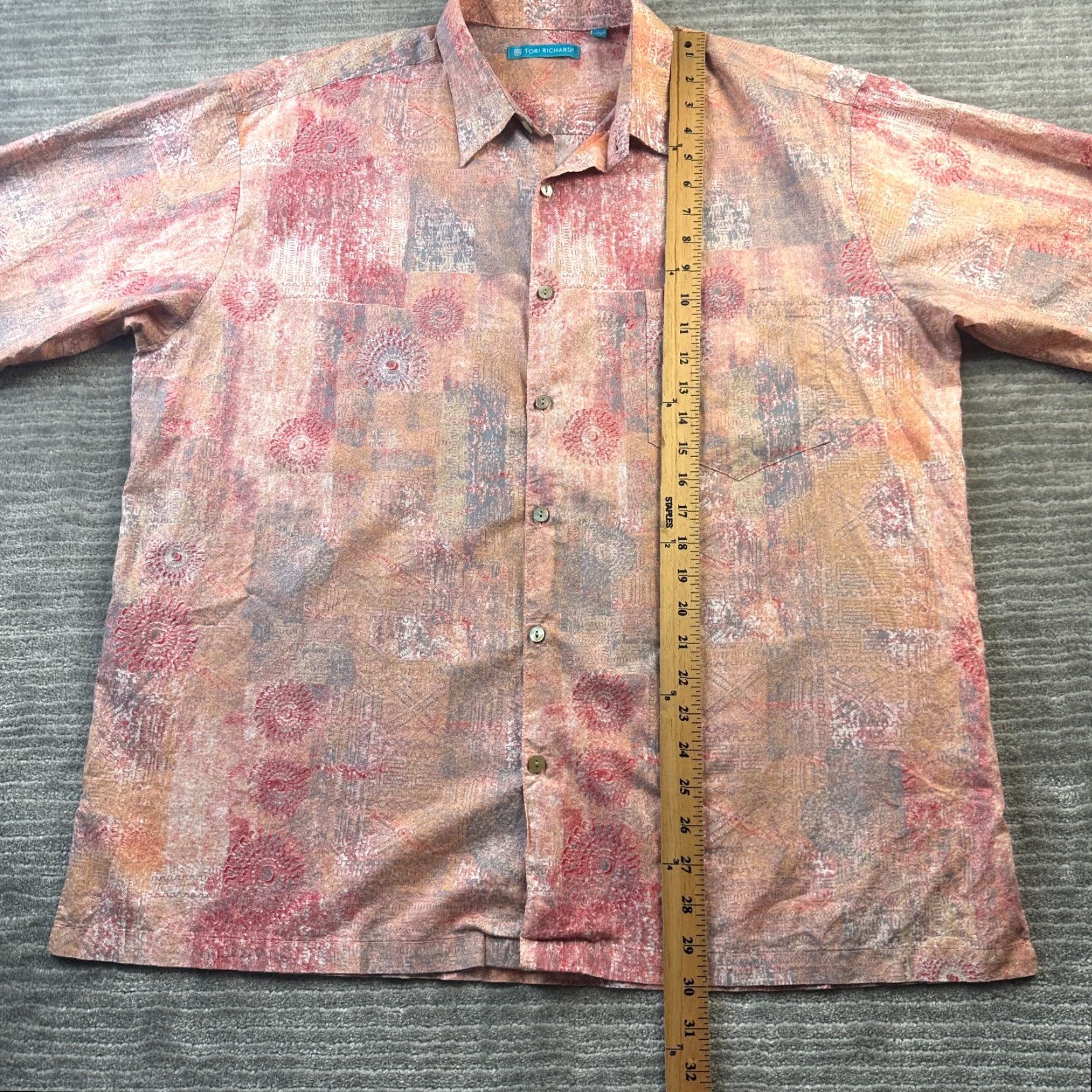 Tori Richard Tori Richard Shirt Mens Extra Large Orange Geometric Button Up Size US XL / EU 56 / 4 - 8 Thumbnail