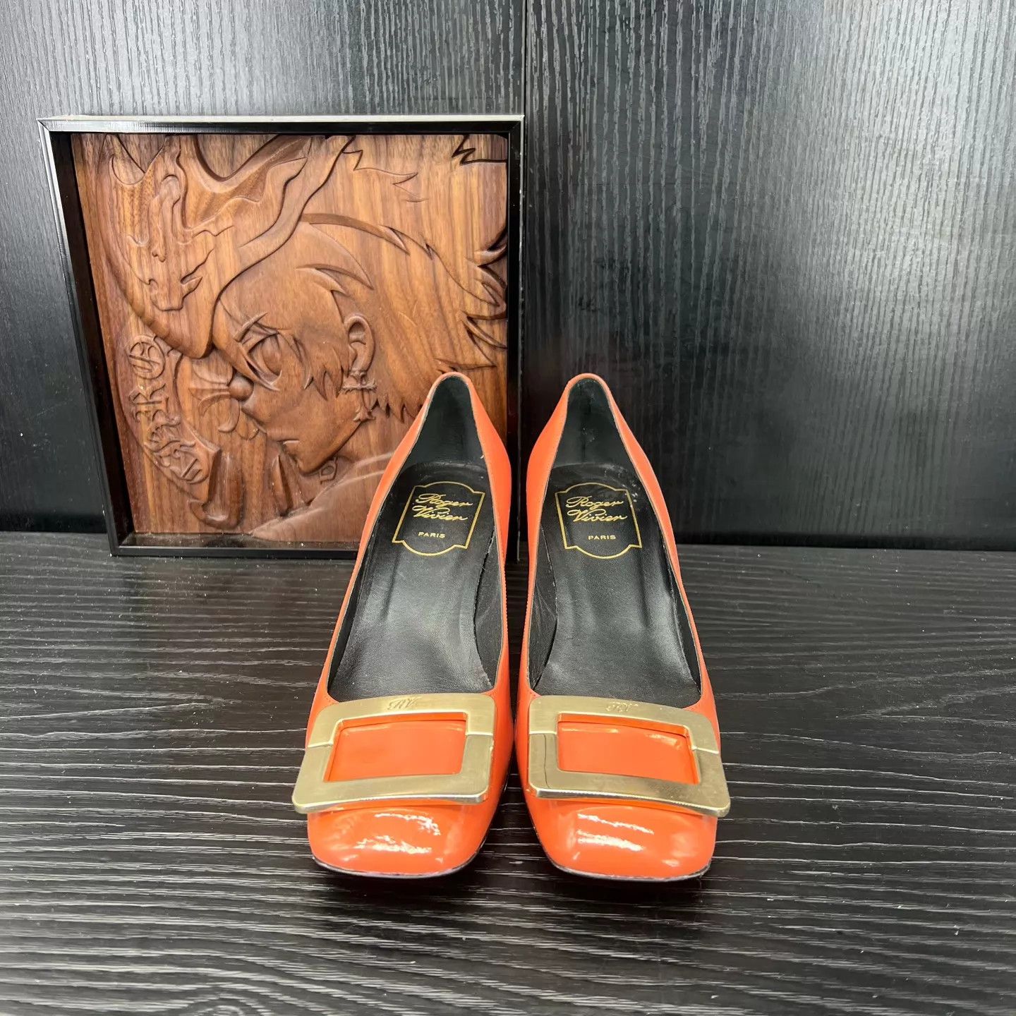 Roger Vivier rv square toe crimson low heel pumps size 36.5 with box Size US 6 / IT 36 - 4 Thumbnail