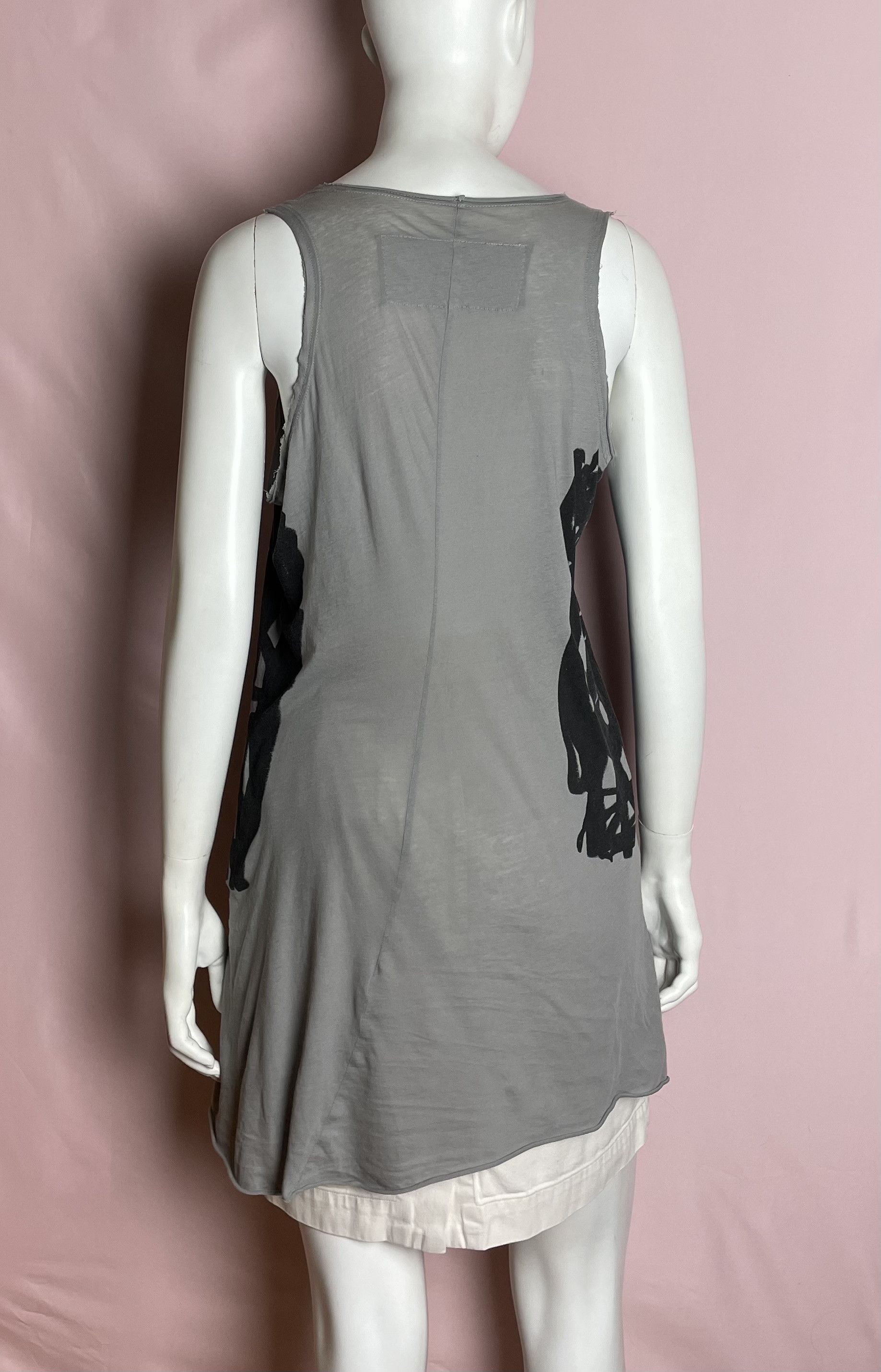 Rundholz Rundholz Black Label Grey Scribble Print Cotton Top Vest Size L / US 10 / IT 46 - 2 Thumbnail