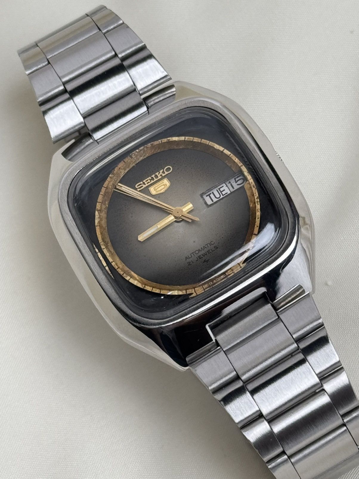 Seiko Seiko 5 TV Case Vintage Watch 7019|Day/Date watch japan made Size 36 - 10 Thumbnail