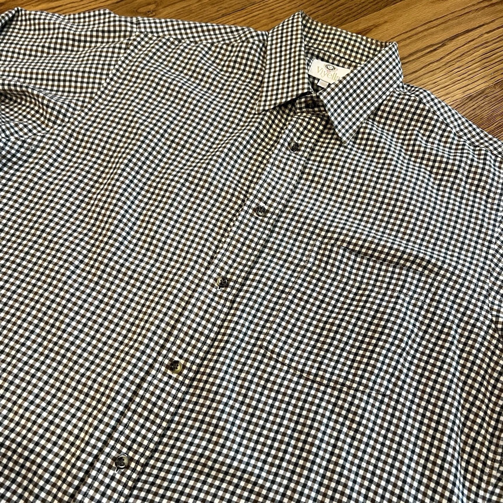 Vintage Viyella Shirt Mens Large 16.5 Plaid Button-Down Long Sleeve Cotton Wool Flannel Brown Check Vintage Outdoor Size US L / EU 52-54 / 3 - 4 Thumbnail