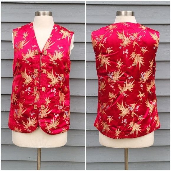 Vintage 100% Silk Cheongsam Qipao Reversible Red Burgundy Floral Ori Size M / US 6-8 / IT 42-44 - 9 Thumbnail