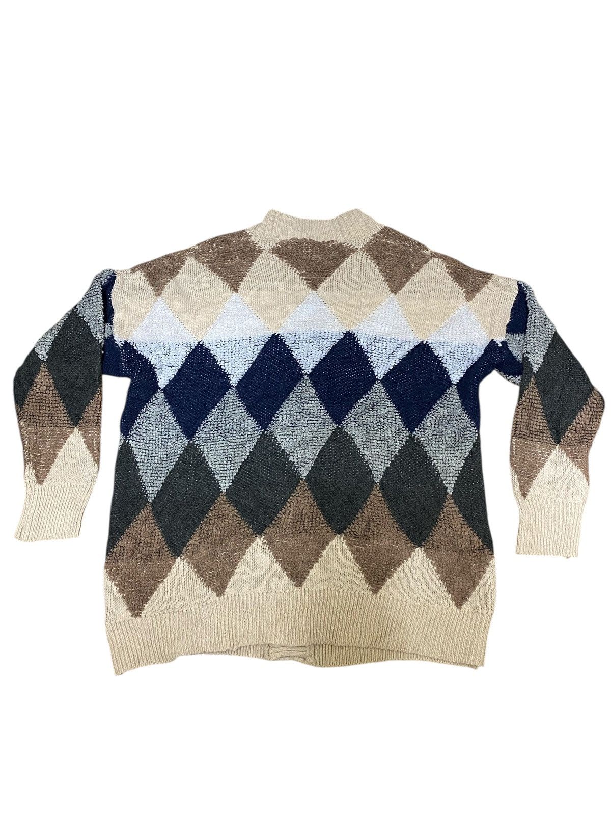 Japanese Brand × Vintage Vintage Unbrand Diamond Motive Cardigan Knit (C4) Size US L / EU 52-54 / 3 - 3 Thumbnail