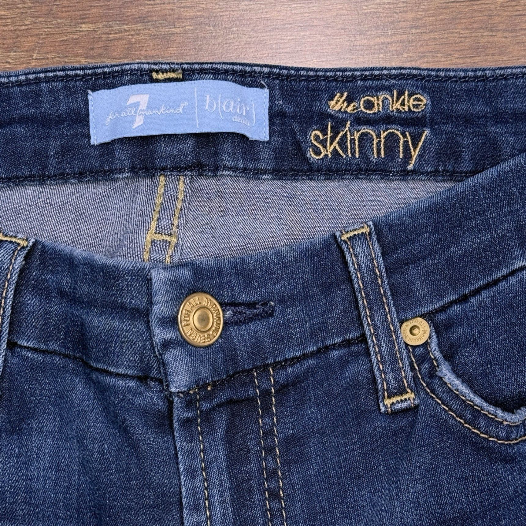 7 For All Mankind 7 For All Mankind Bair Ankle Jeans Womens 29 Slim Mid Rise Denim Blue Stretch Pocket 5-Pocket Brand Logo USA Mens? Wait. End. Size 29" - 4 Thumbnail