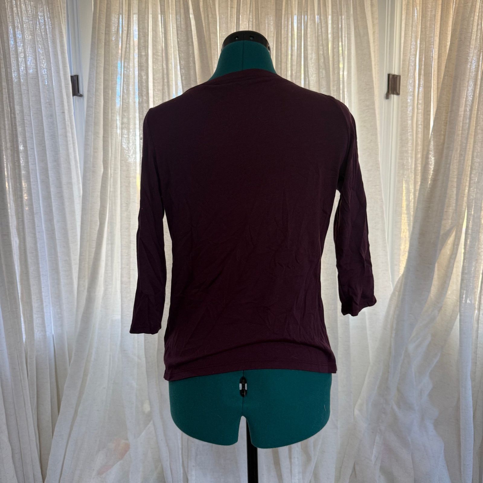 Joie Joie Maroon Cotton Lyocell ¾ Sleeve Top | Sz S Size S / US 4 / IT 40 - 5 Thumbnail