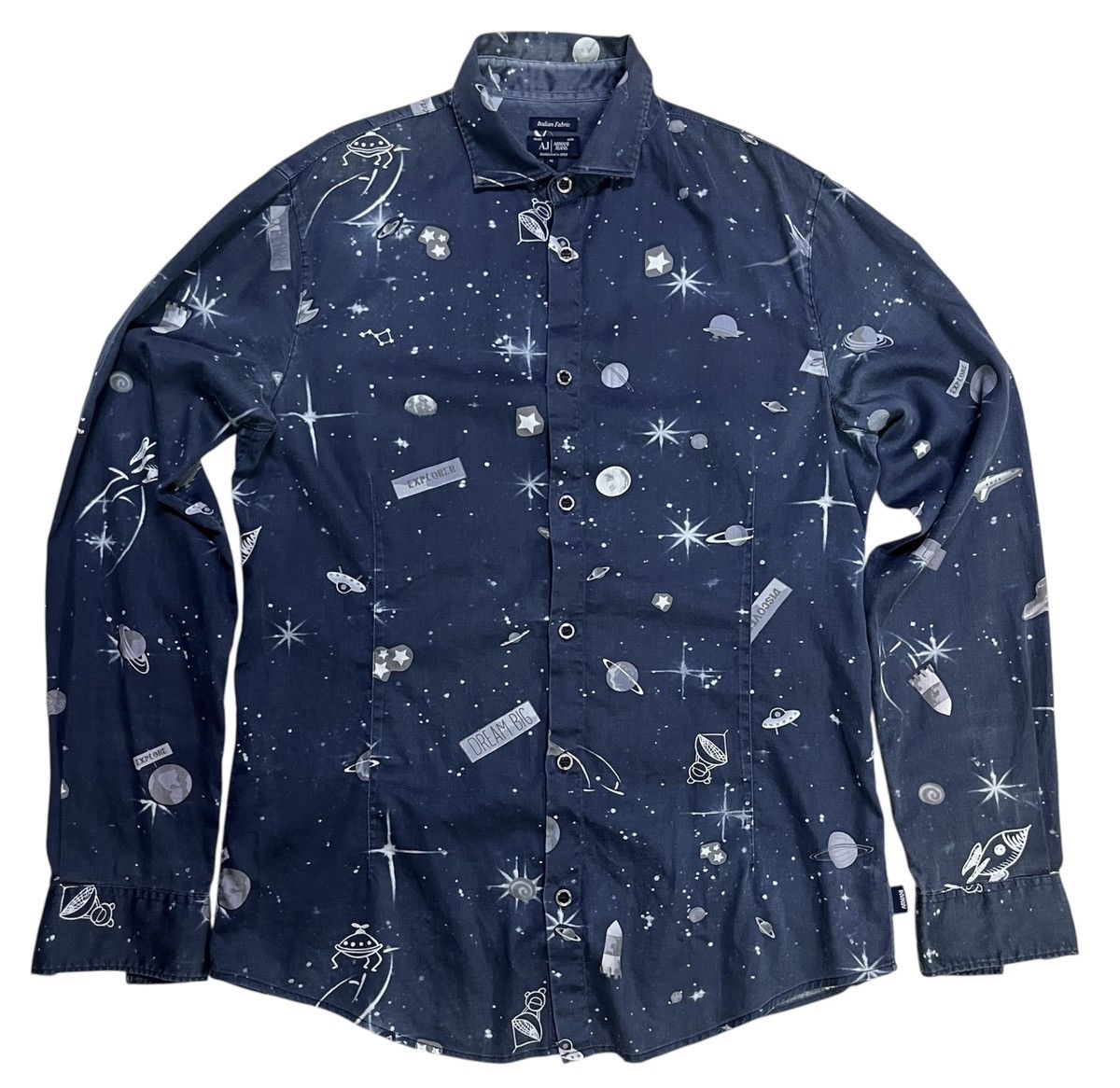 Armani × Giorgio Armani × Vintage Armani Space Exploration Button Up Shirt Size US S / EU 44-46 / 1 - 1 Thumbnail