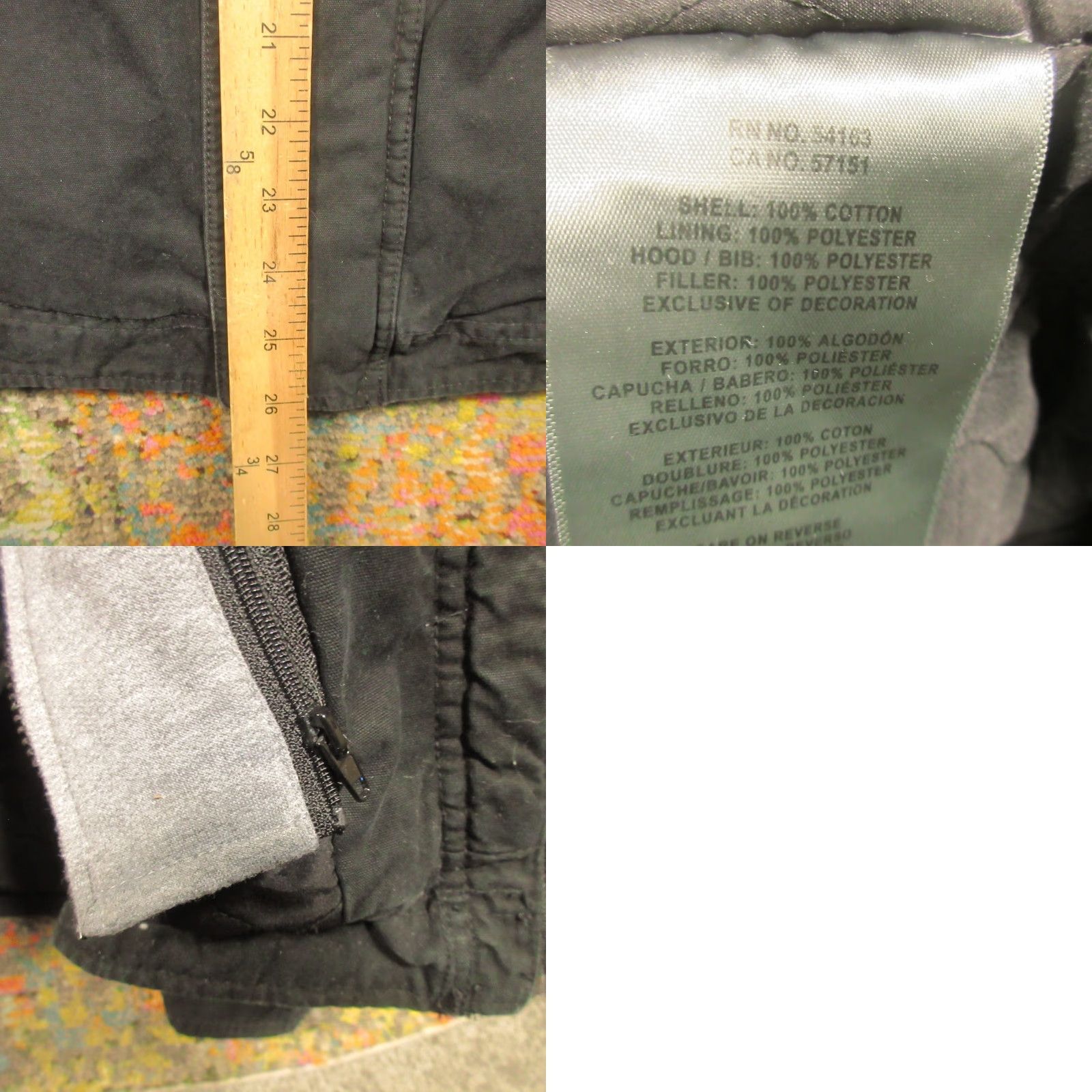 Levi's Levi's Jacket Mens Small Black Canvas Bomber Insulated Hooded Quilted Stand-Up Collar Pockets Zip Wind-Resistant Size US S / EU 44-46 / 1 - 8 Thumbnail