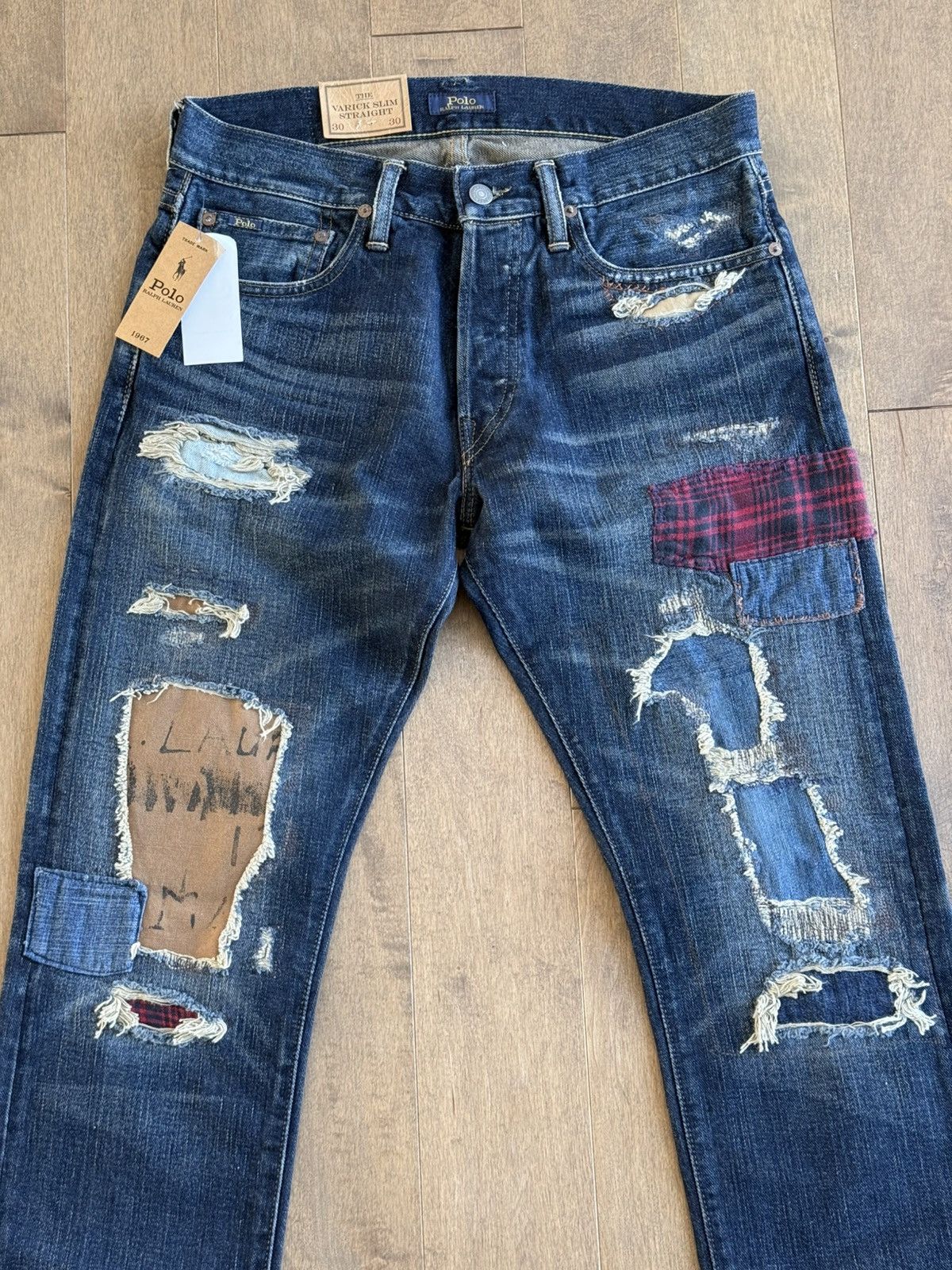 Polo Ralph Lauren × Ralph Lauren New Rare Polo Patchwork Distressed Straight Slim Jeans 30x30 Size US 30 / EU 46 - 3 Thumbnail