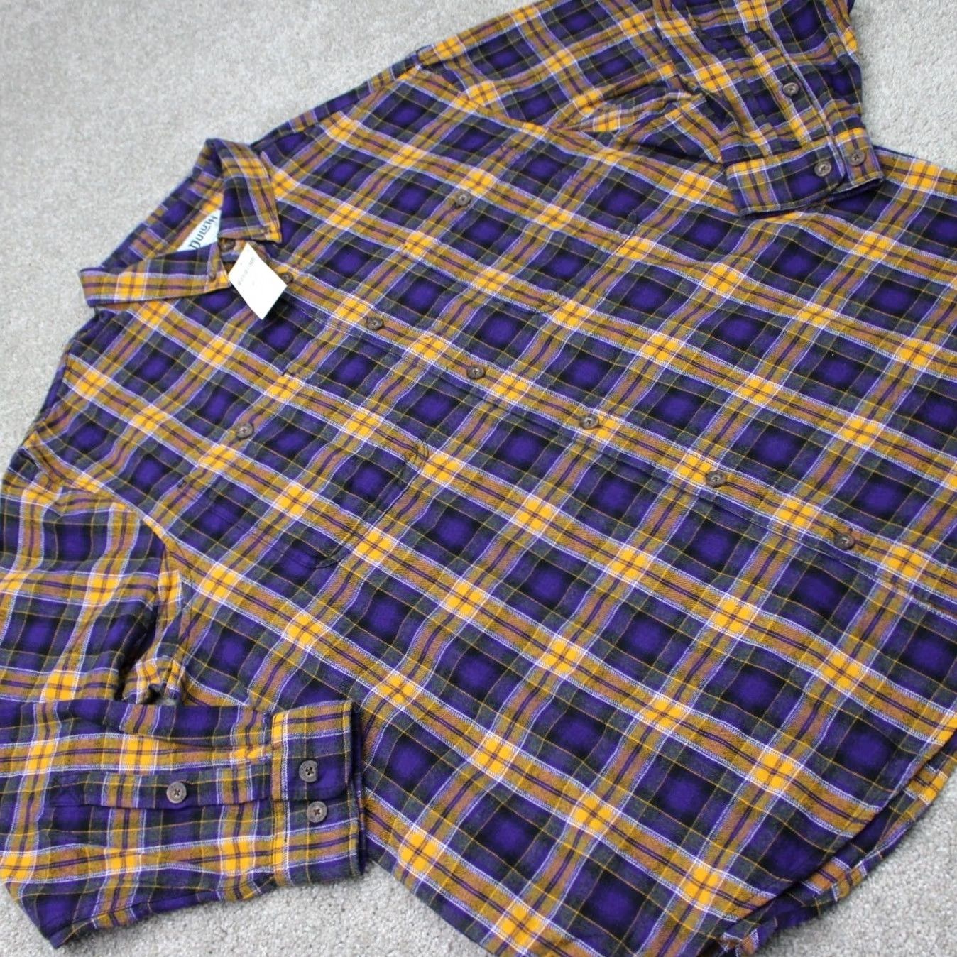 Vintage Duluth Shirt Mens 2XL XXL Purple/Yellow Plaid NWT Button-Up L/S Flannel, Cotton, Blue, Casual, Workwear, All Seasons, 100% Size US XXL / EU 58 / 5 - 5 Thumbnail