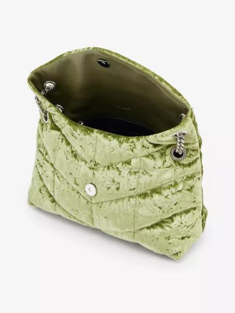 Saint Laurent Paris o1bcso1str1124 Size: OS/ Small Velvet Puffer Bag in Avocado Size ONE SIZE - 3 Thumbnail