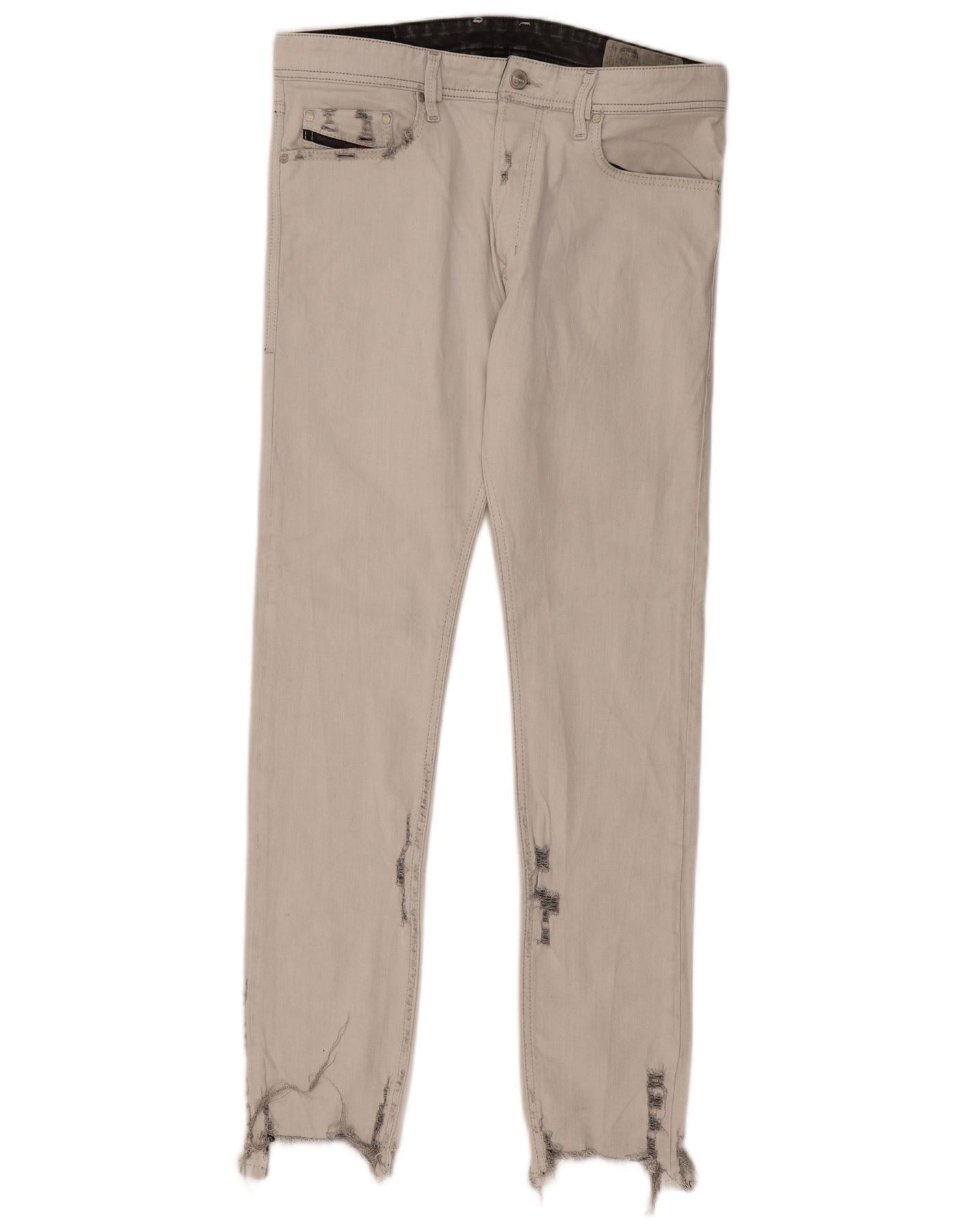 Diesel Mens Tepphar Distressed Carrot Slim Jeans W31 L31 Grey Cotto Size US 31 - 1 Thumbnail