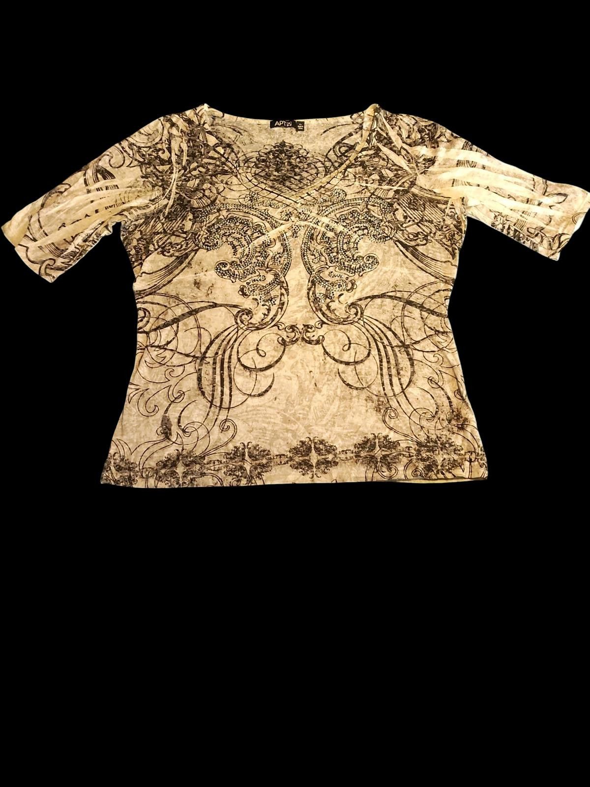 Apt. 9 APT. 9 Women's Decorative Patterned Top with Studded Embell- Size M / US 6-8 / IT 42-44 - 1 Thumbnail