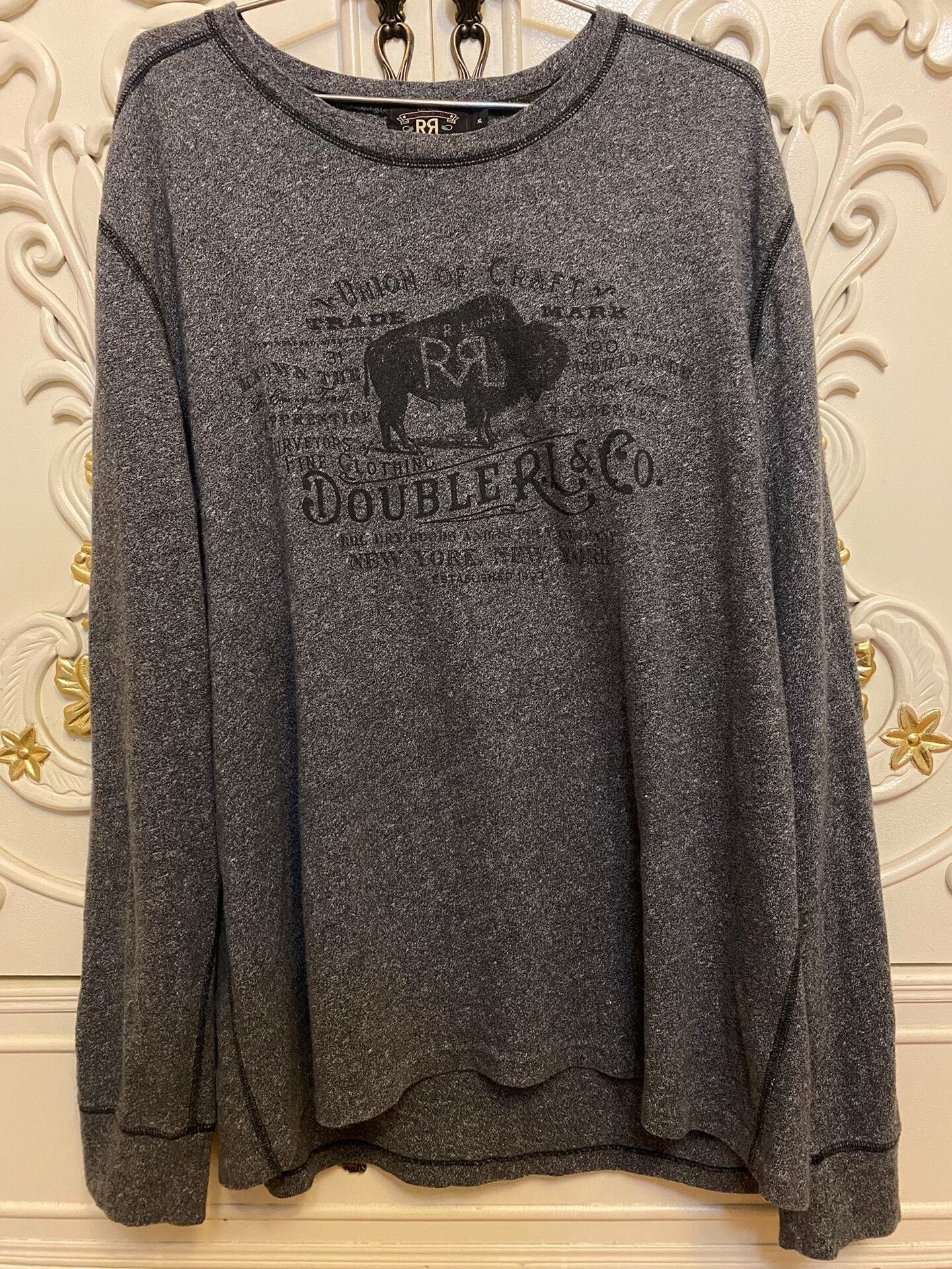 RRL Ralph Lauren gray long sleeve crew neck sweatshirt Size US XL / EU 56 / 4 - 1 Thumbnail