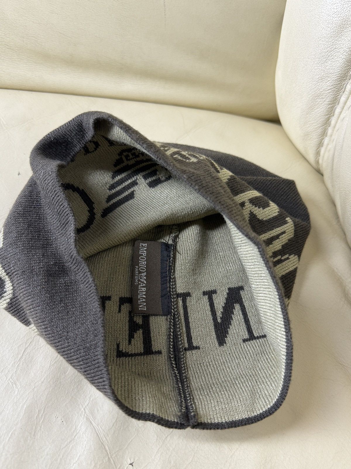 Emporio Armani Emporio Armani Parfums Beanie Hat Brown Big Logo Size ONE SIZE - 5 Thumbnail