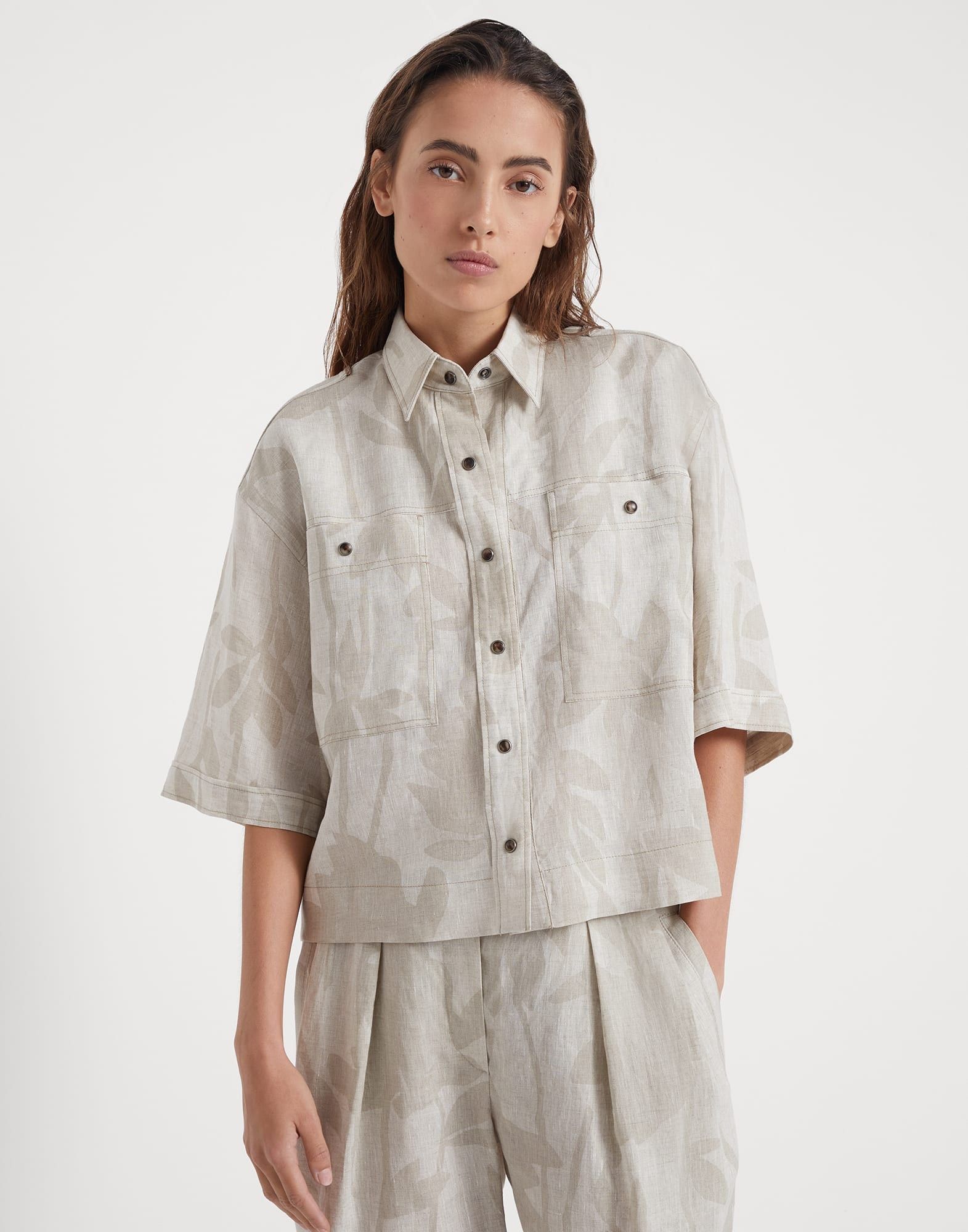 Brunello Cucinelli o1w1db10825 Blouse in Light Beige Size L / US 10 / IT 46 - 1 Thumbnail