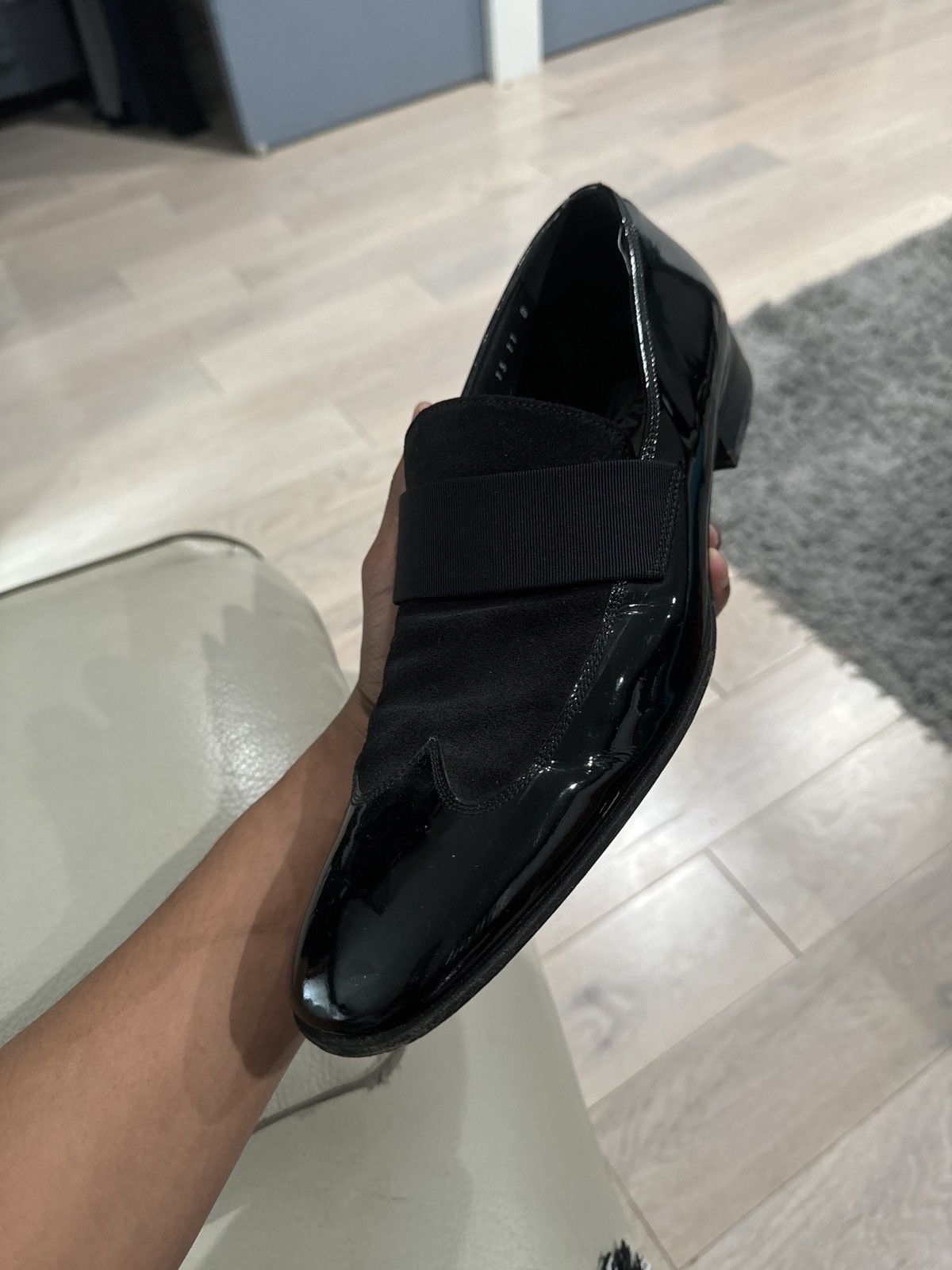 Salvatore Ferragamo Nero Patentcalf Nero (561) Buc Suede Size US 11 / EU 44 - 3 Thumbnail