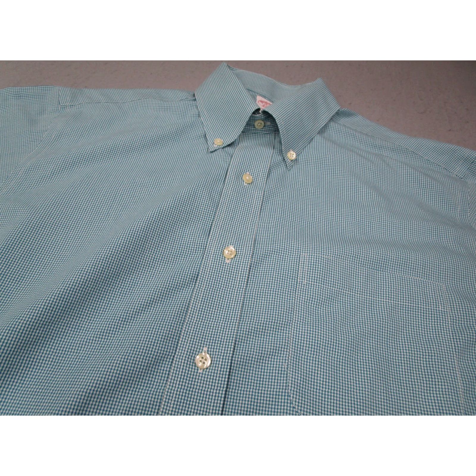 Brooks Brothers VINTAGE Brooks Brothers Dress Shirt Mens 15.5 34 Long Sleeve Green Check Business Casual Workwear 2010s Size 34R - 2 Thumbnail