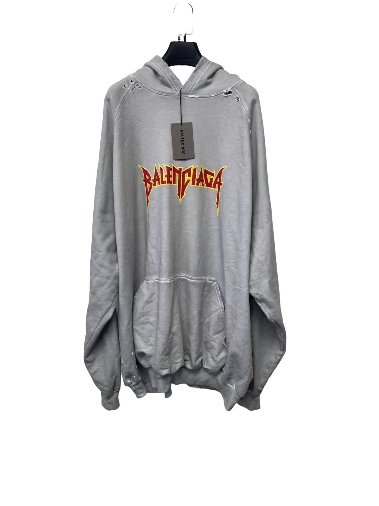Balenciaga Balenciaga Metal Logo Distressed Hoodie 3 Size US L / EU 52-54 / 3 - 1 Thumbnail