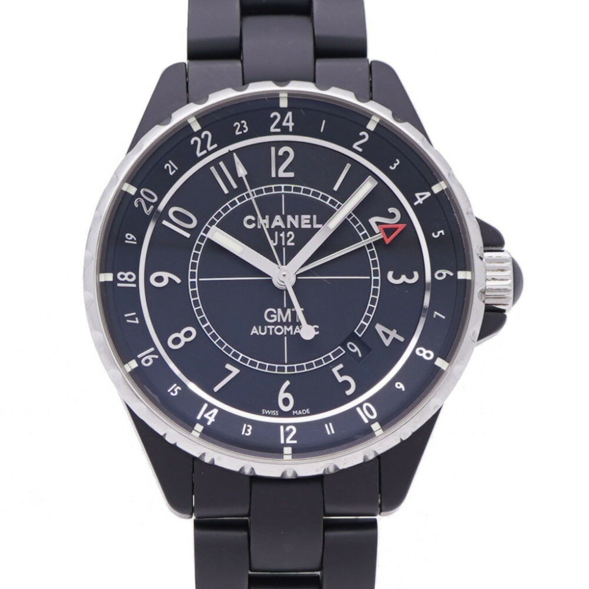 Chanel J12 Gmt H3101 Automatic Watch Matte Ceramic/stainless Steel Black Dial 1463Chanel Men's